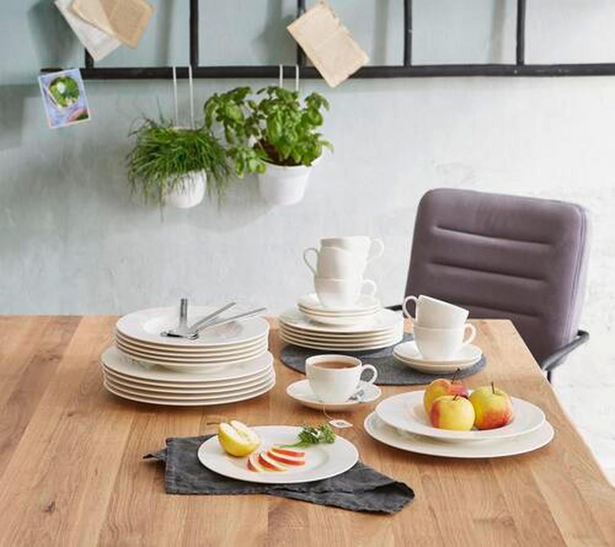 SERWIS OBIADOWO-ŚNIADANIOWY ROVANIEMI VILLEROY & BOCH - biały, Basics, ceramika (39,4/39,4/33,8cm) - Villeroy & Boch