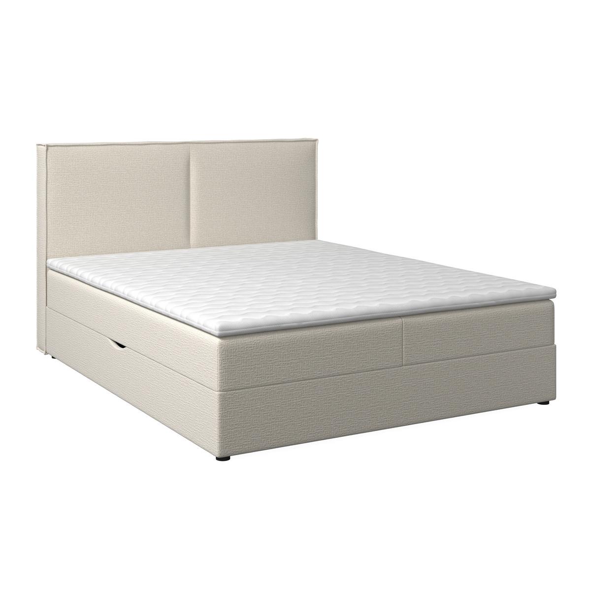 Boxbett Imola ca. 140x200 cm Creme inkl. Topper - Creme/Schwarz, MODERN, Holz/Kunststoff (140/200cm) - Bessagi Home