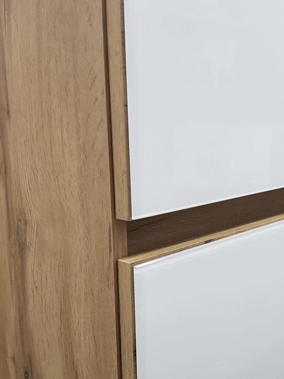 Badezimmer ''Helsinki'', Weiß/Eichefarben - Eichefarben/Weiß, KONVENTIONELL, Glas/Holzwerkstoff (120cm) - Held