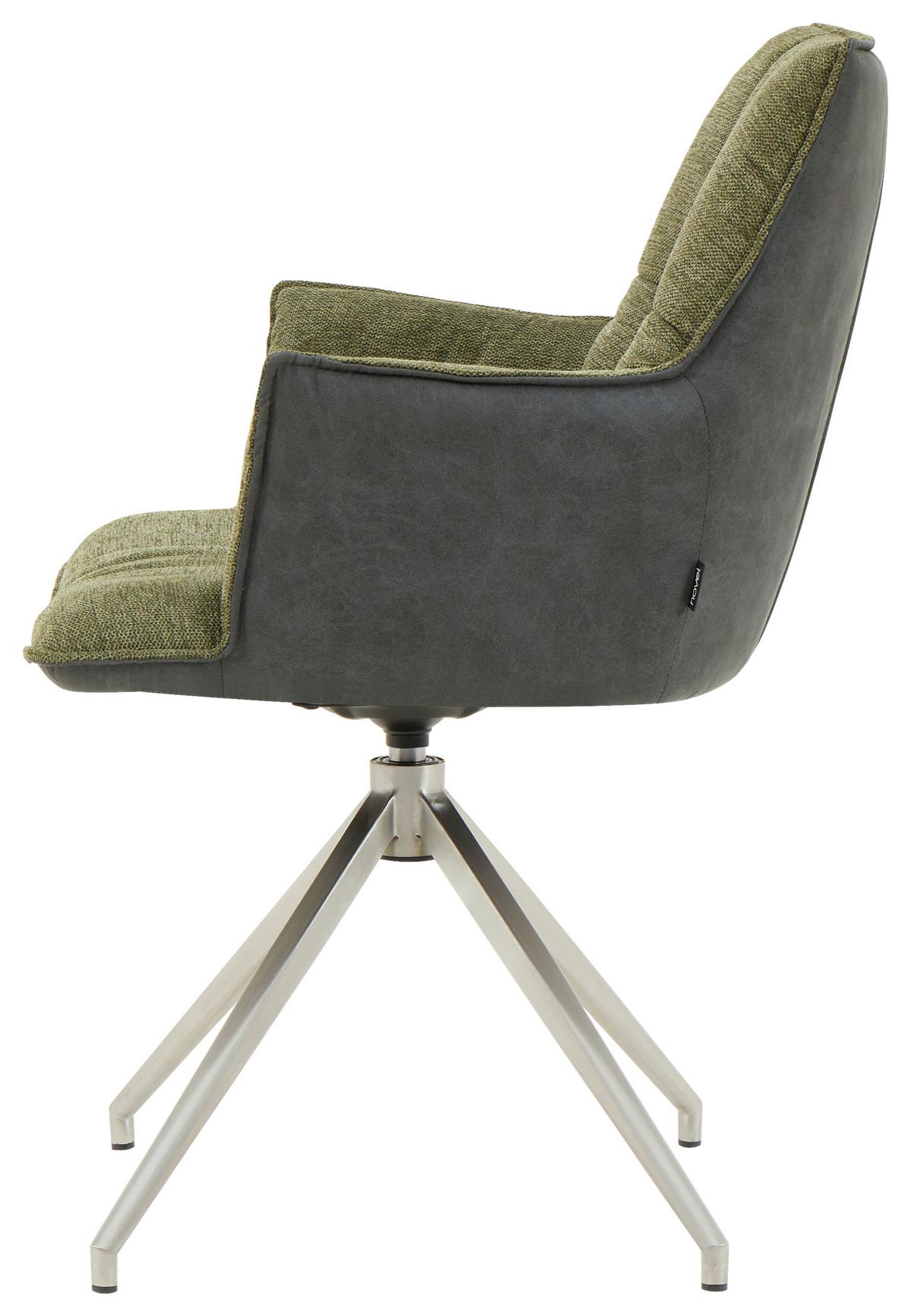 KRZESŁO Z PODŁOKIETNIKAMI OSAKA 2.0 - zielony/antracytowy, Design, metal/tkanina (59/89,5/63cm) - Novel