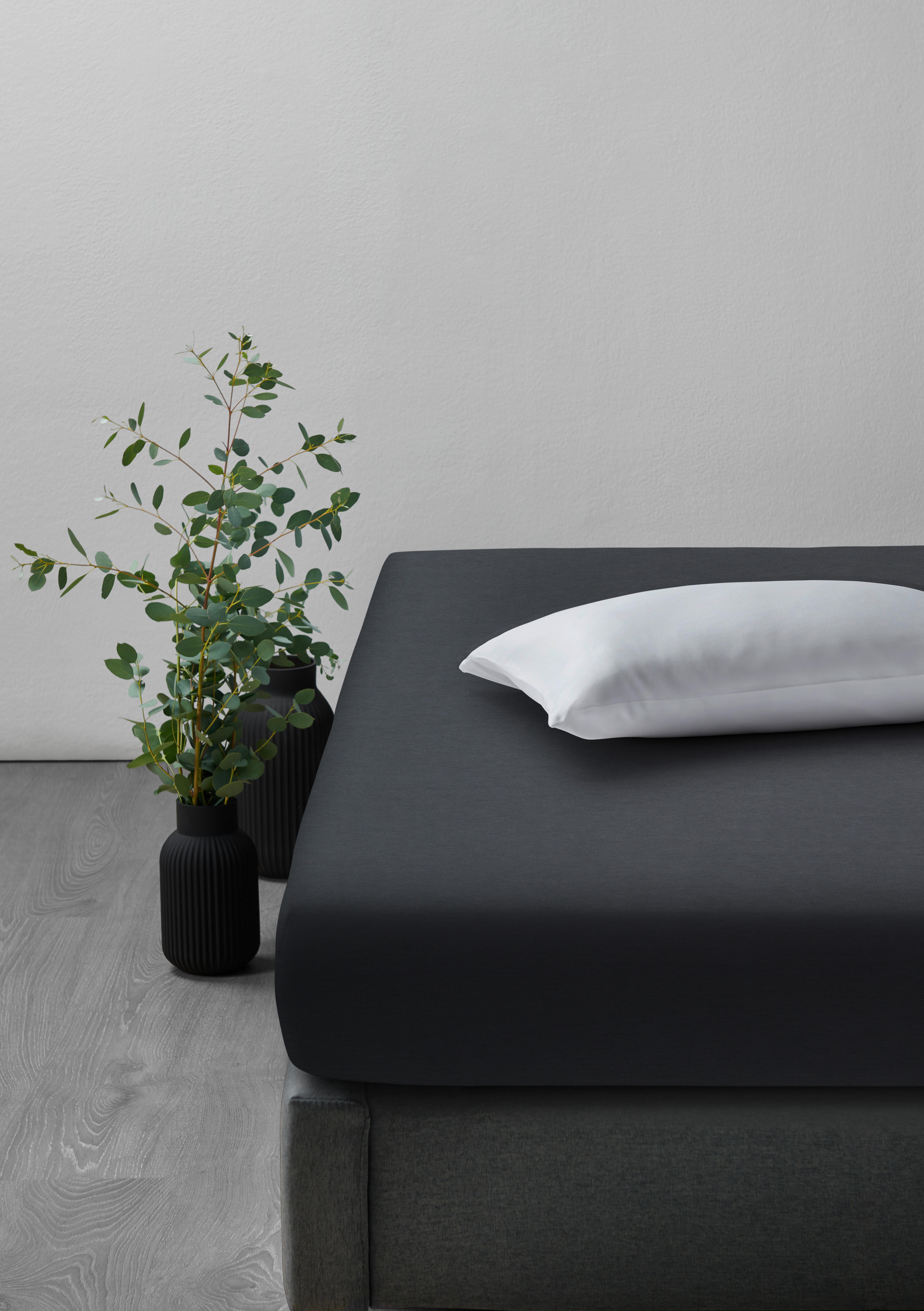 DRA-PÅ-LAKAN KONTINENTALSÄNG ELASTHAN HOCH - antracit, textil (100/200cm) - Premium Living