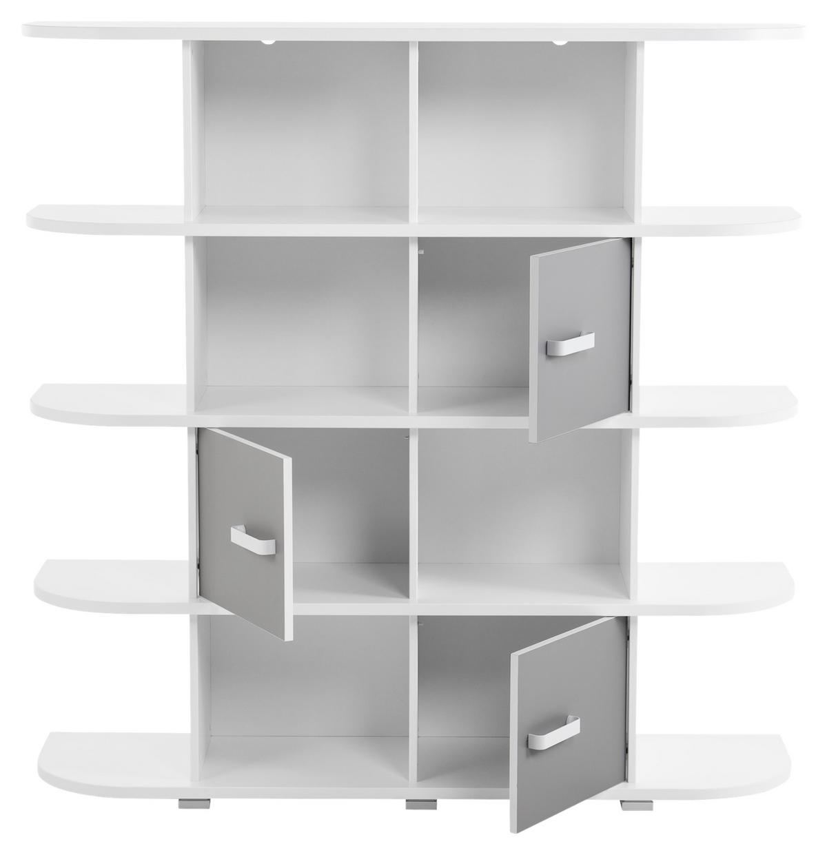 Regal in Grau/Weiss 'Yoris' - Weiss/Grau, Design, Holzwerkstoff/Kunststoff (141,6/141/38cm) - MID.YOU