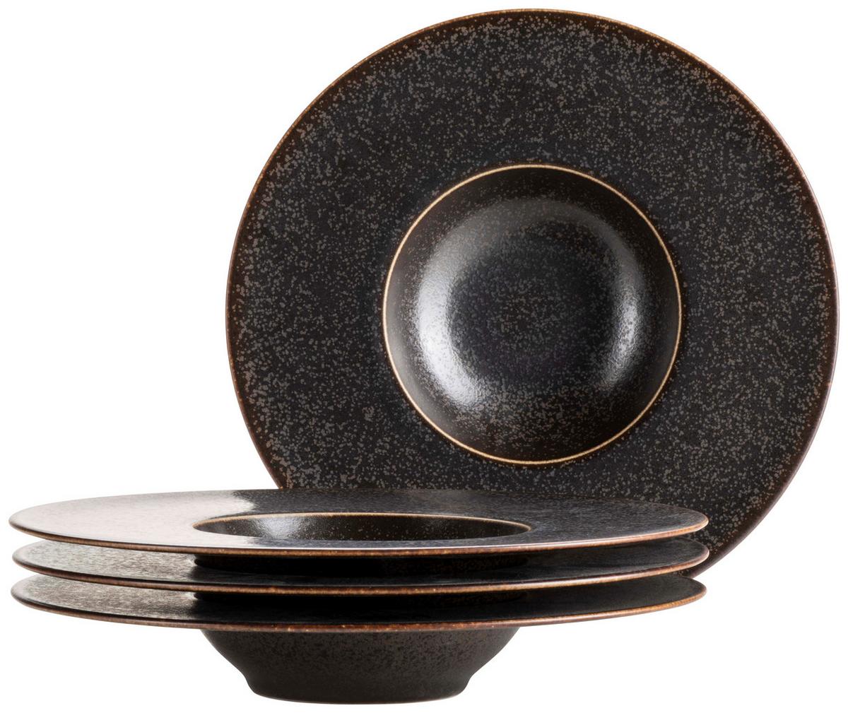 TELLERSET POWERFUL - Schwarz/Braun, Trend, Keramik (25cm) - Mäser