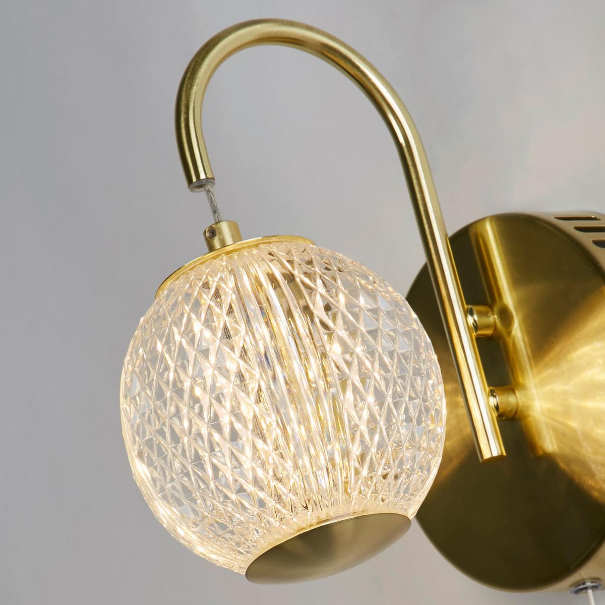 LED Falilámpa 51481sb Allure - sárgarézszínű/áttetsző, Trend, műanyag/fém (13/21/19cm)