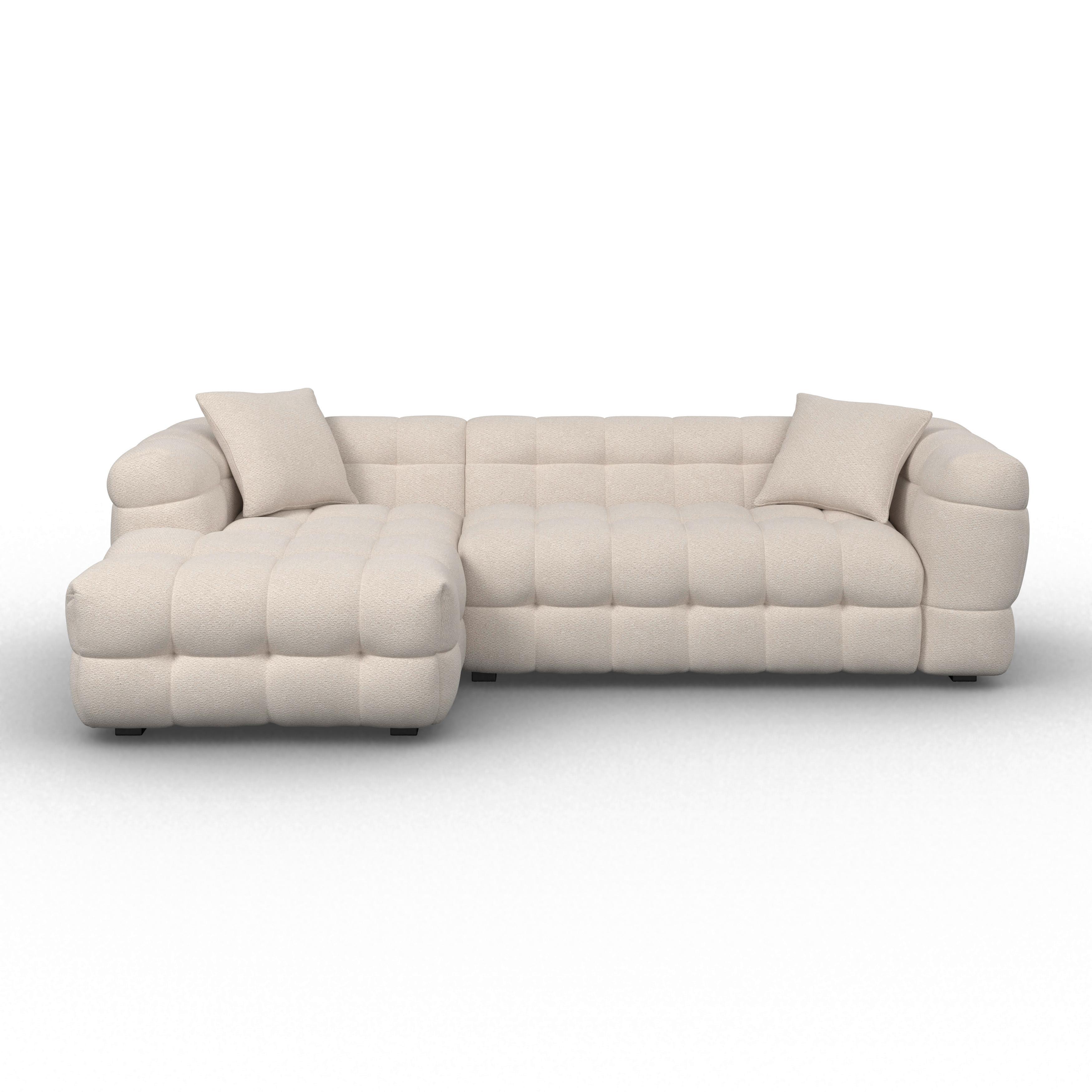 Wohnlandschaft Magda Bouclé Creme - Creme/Schwarz, MODERN, Holz/Kunststoff (268/71/157cm) - Bessagi Home