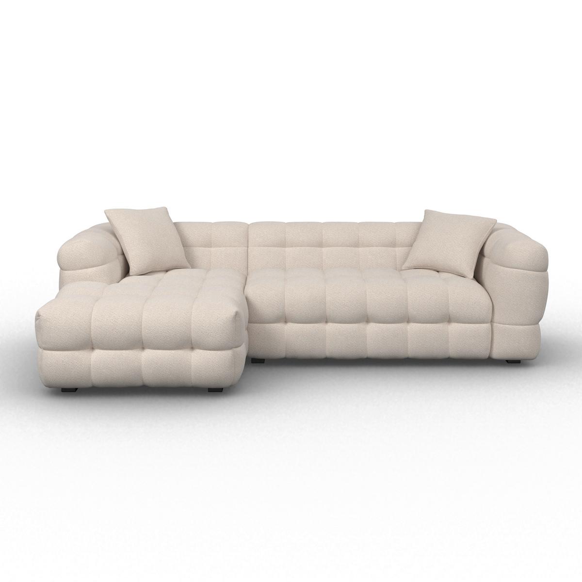 Sarokgarnitúra Magda - krémszínű/natúr színű, Modern, műanyag/textil (268/71/157cm) - Bessagi Home