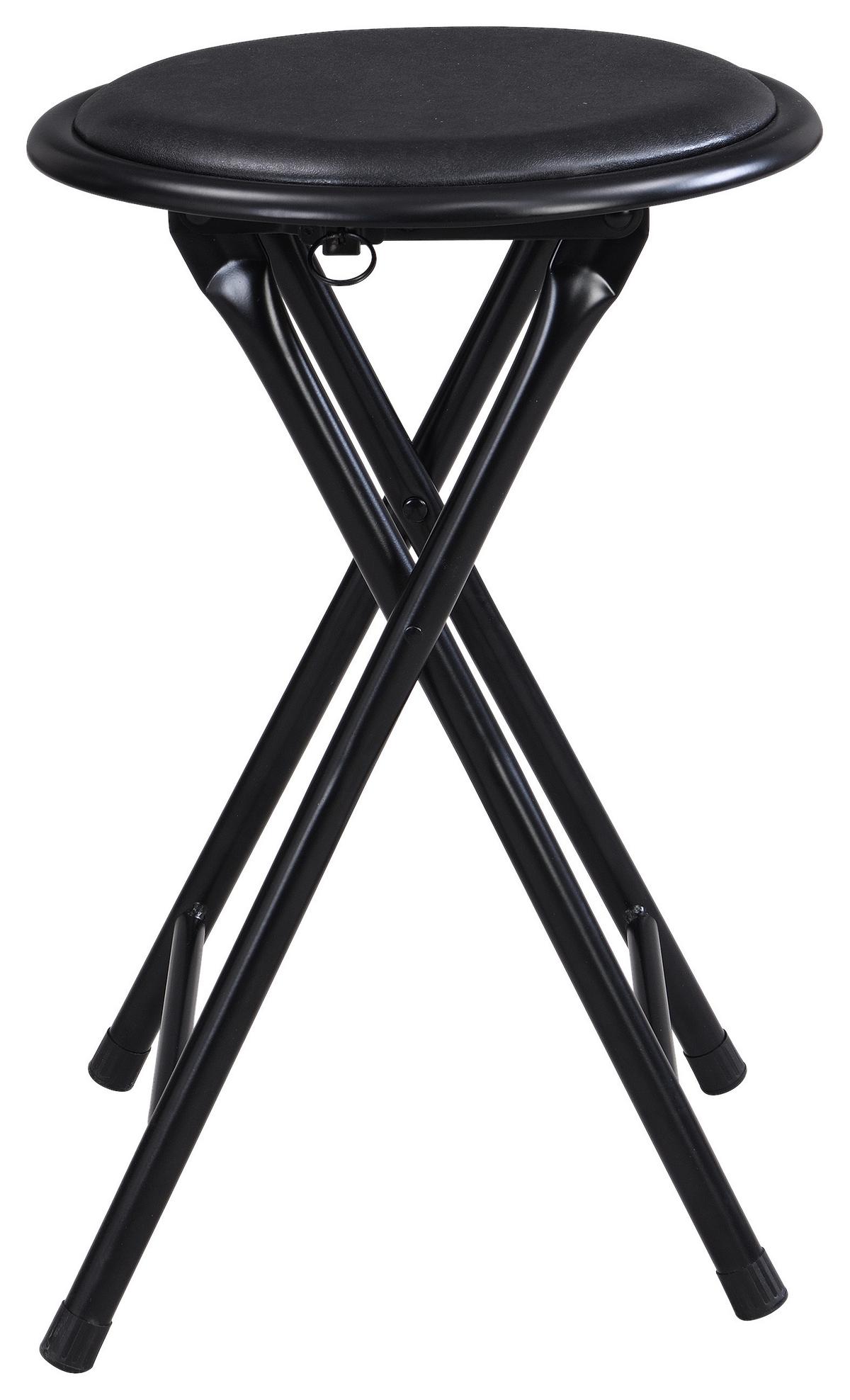 Taburet pliabil RAKI II - negru, Konventionell, metal/textil (30/45cm) - Modern Living
