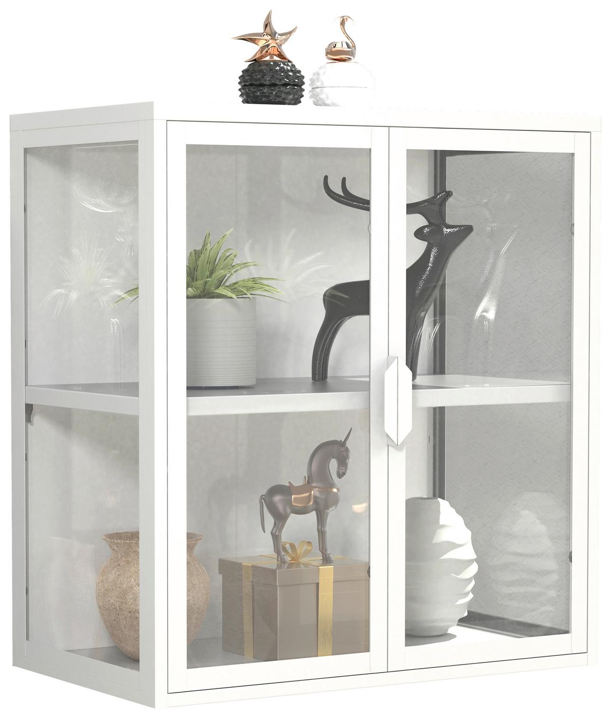 HÄNGEVITRINE FLOKAS S - Weiss/Transparent, Design, Glas/Metall (60/65/35cm) - MID.YOU