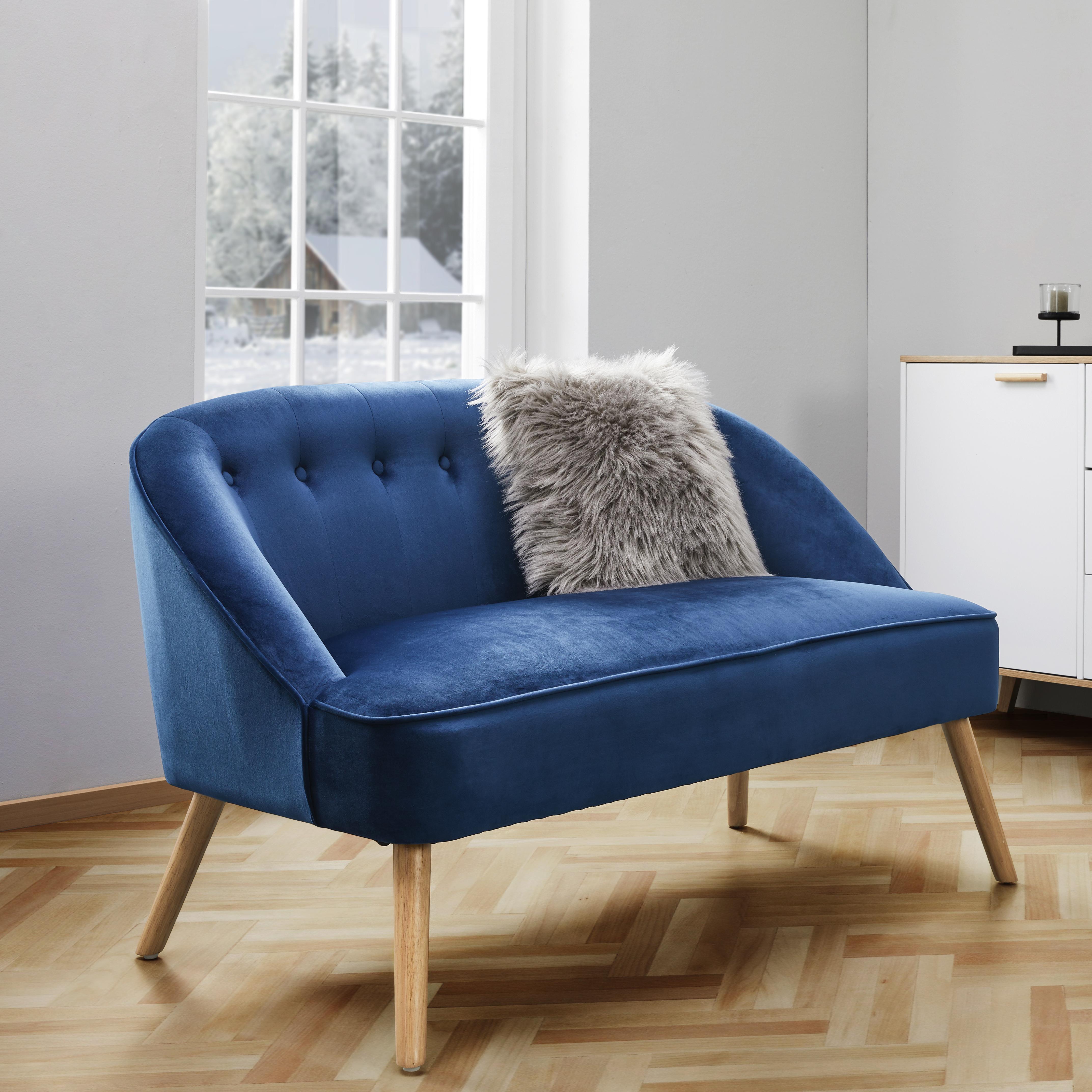 Sofa in Blau 'Sophia' - Blau, MODERN, Holz/Textil (126,5/77/75cm) - Bessagi Home