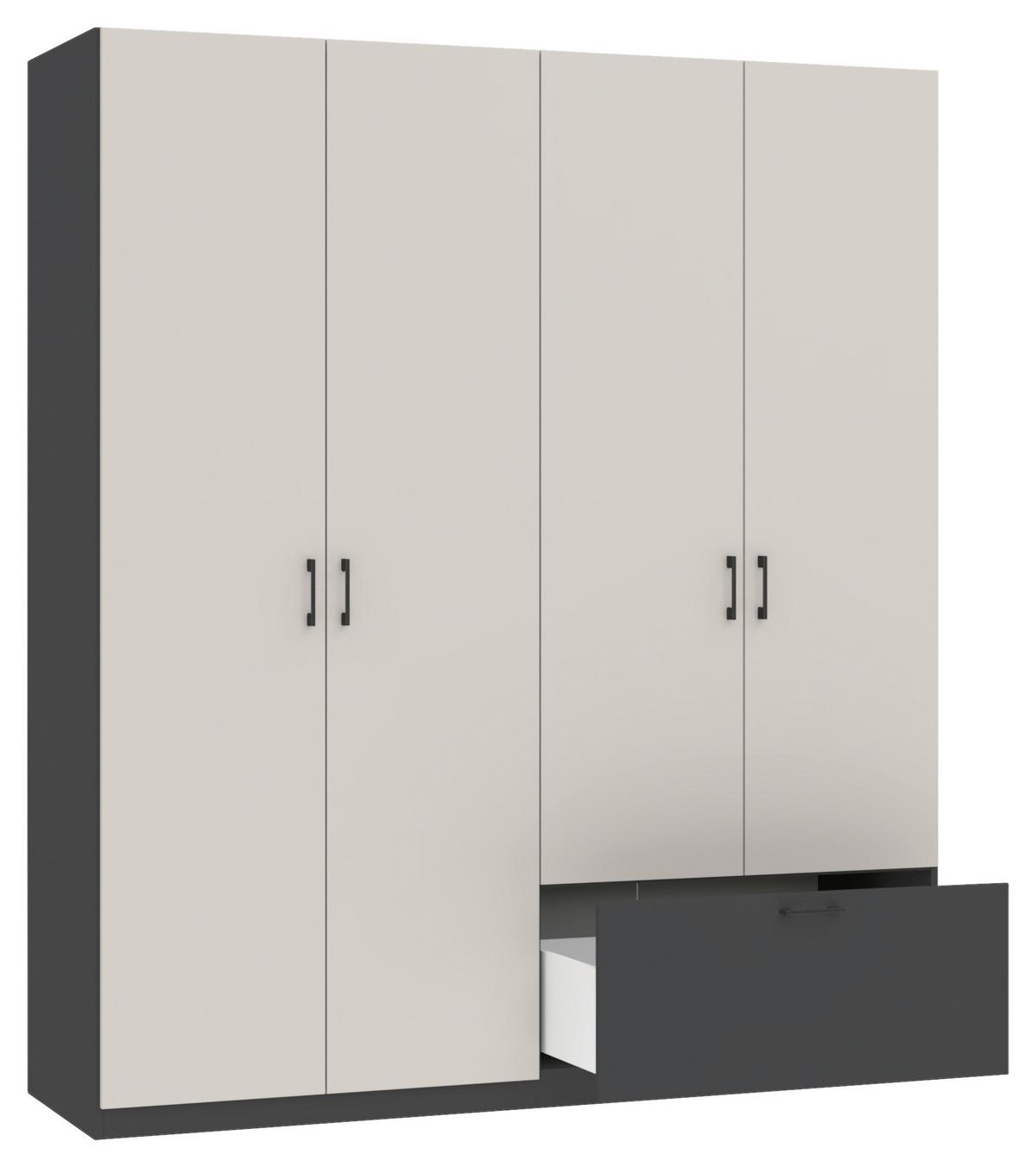 Garderobna Omara Mila, Kašmir, Antracit - kašmir/črna, Konvencionalno, umetna masa/leseni material (180/210/54cm)