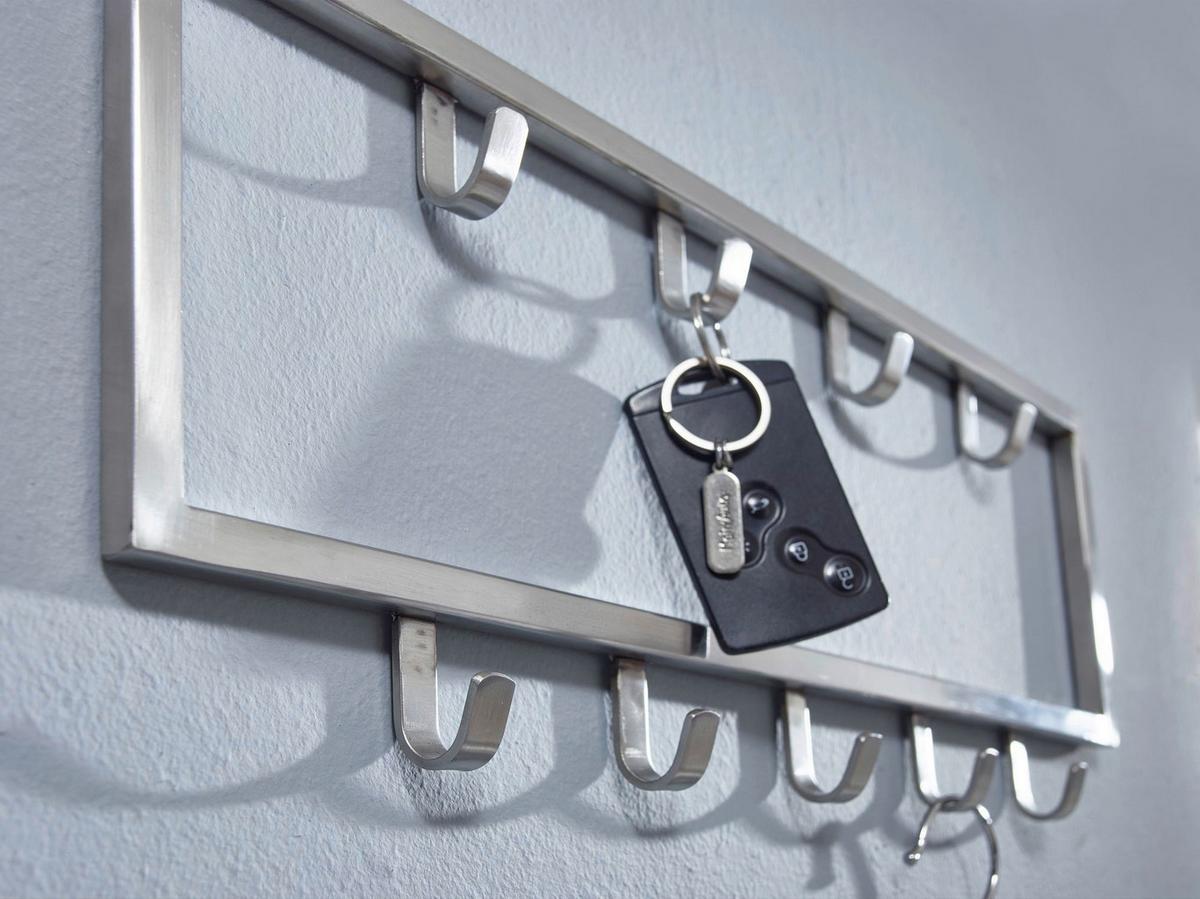 Wandgarderobe Wohnling ca. 50x20x4 cm Silberfarben - Silberfarben, MODERN, Metall (50/20/4cm) - MID.YOU