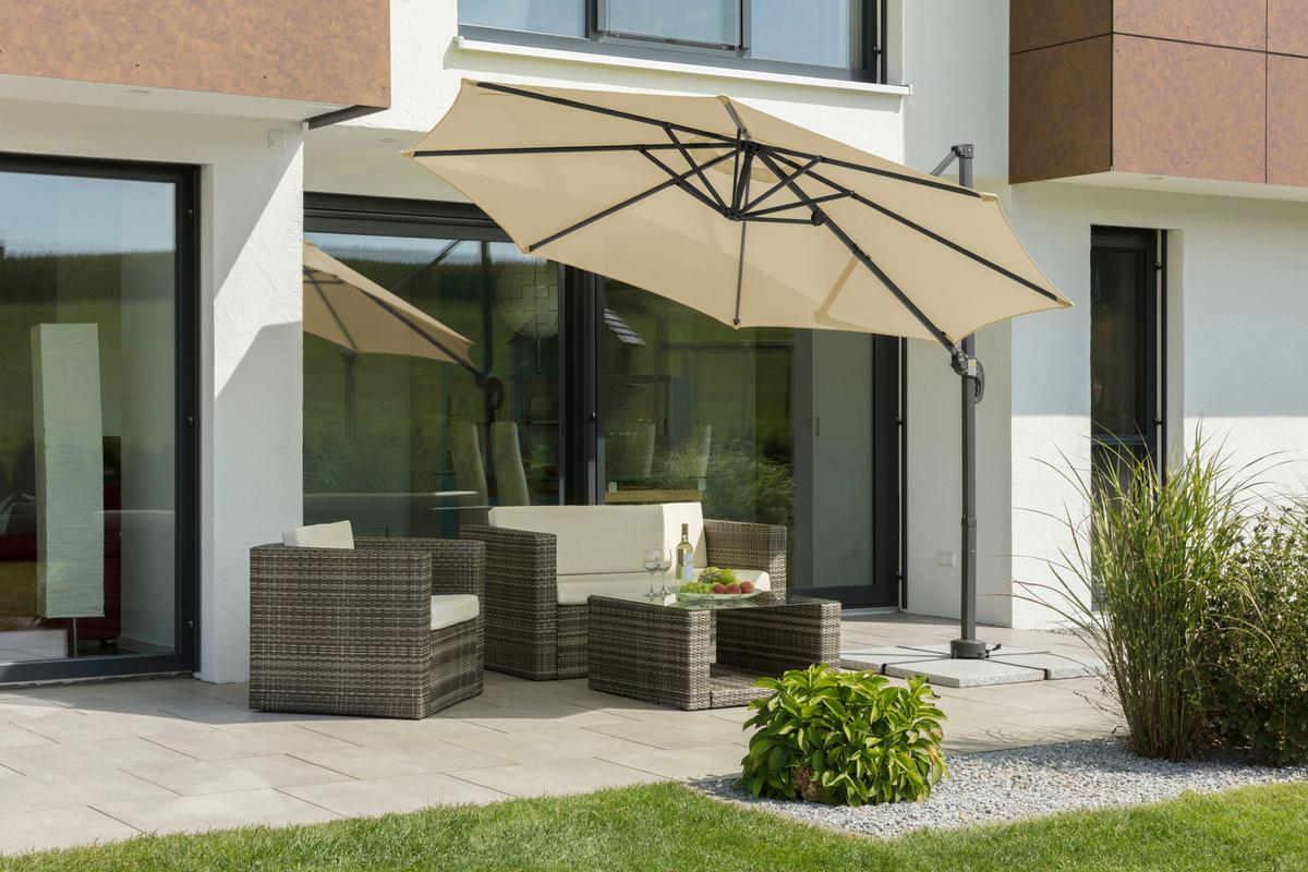 Ampelschirm Rhodos ca. 352x244 x300 cm Naturfarben - Anthrazit/Naturfarben, Basics, Textil/Metall (352/244/300cm) - Schneider