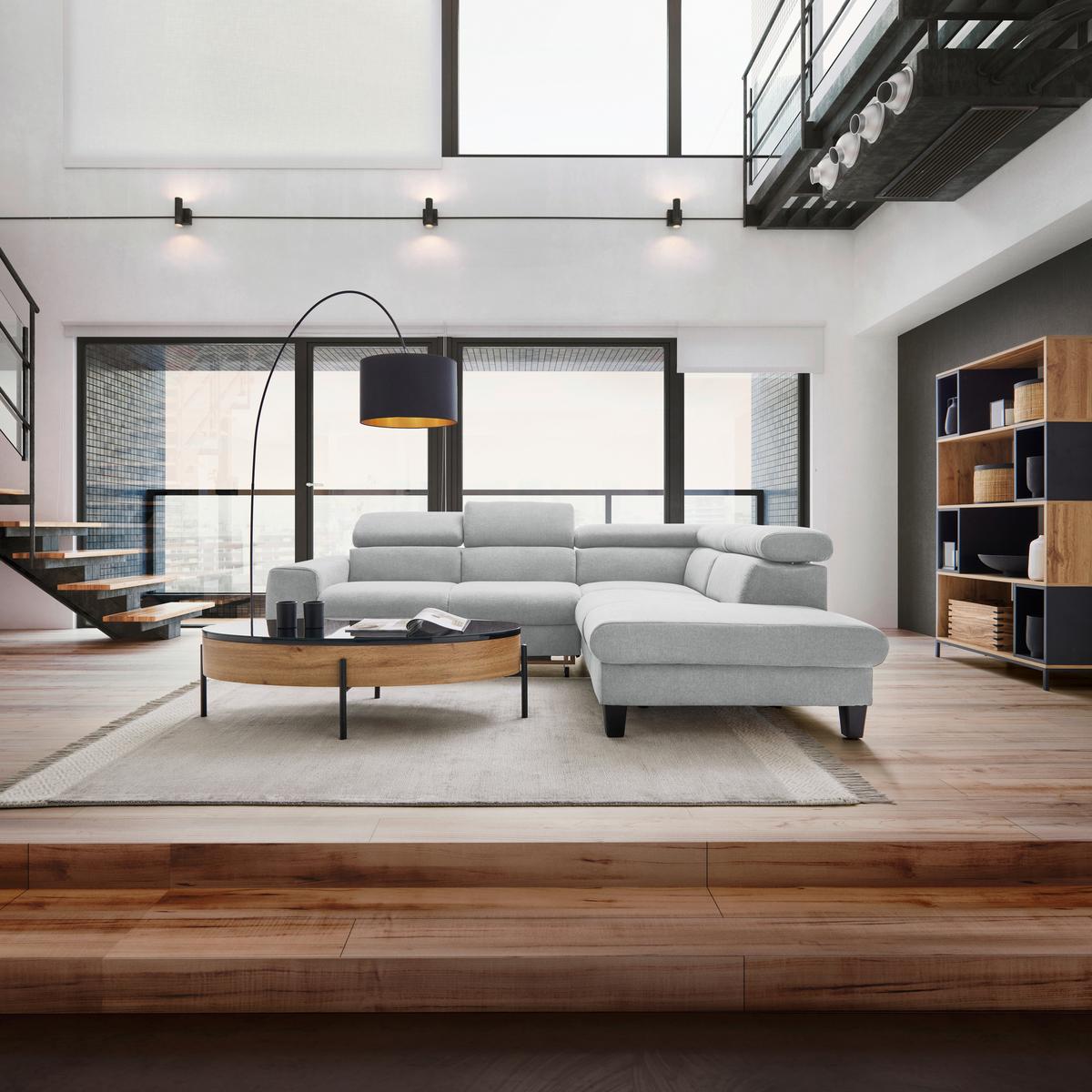 Sedežna Garnitura Malibu, Z Ležiščem - svetlo siva, Moderno, tekstil/les (249/88/207cm) - Bessagi Home