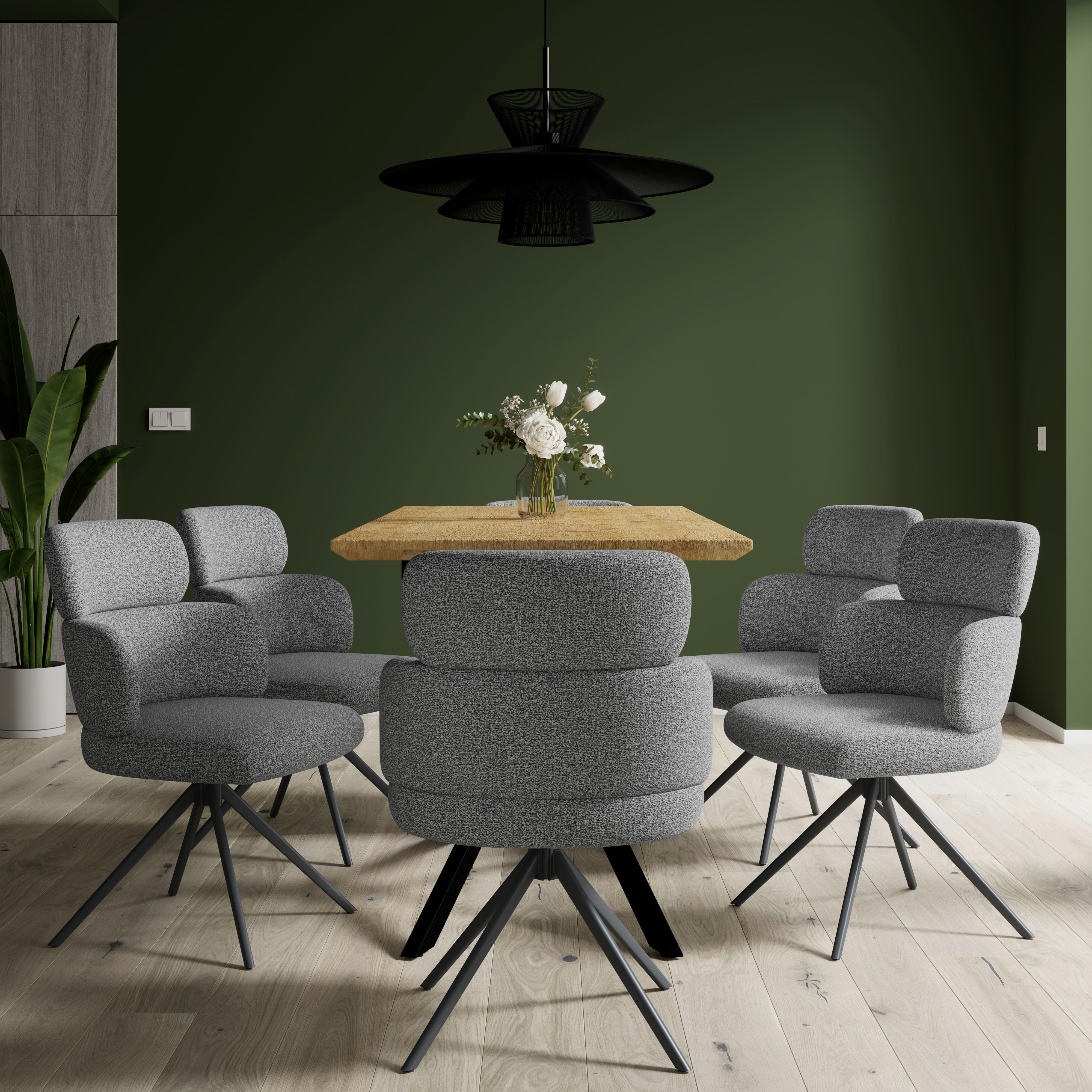 STOL MED ARMSTÖD KARO - grå/svart, Modern, metall/textil (58/88/65cm) - Bessagi Home