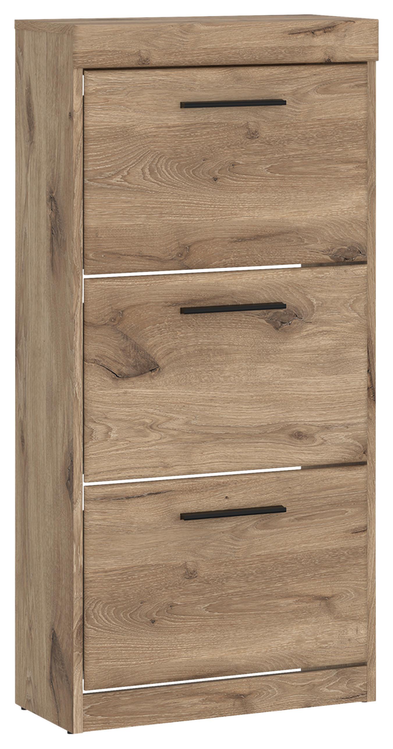 Dulap pentru pantofi GRANO - culoare lemn stejar/gri, Trend, material pe bază de lemn (53,9/115,9/30,4cm) - Modern Living