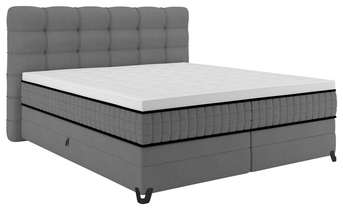 Boxspringbett Carmen C Dunkelgrau ca. 180x200cm - Dunkelgrau, KONVENTIONELL, Holz/Holzwerkstoff (180/200cm) - Premium Living