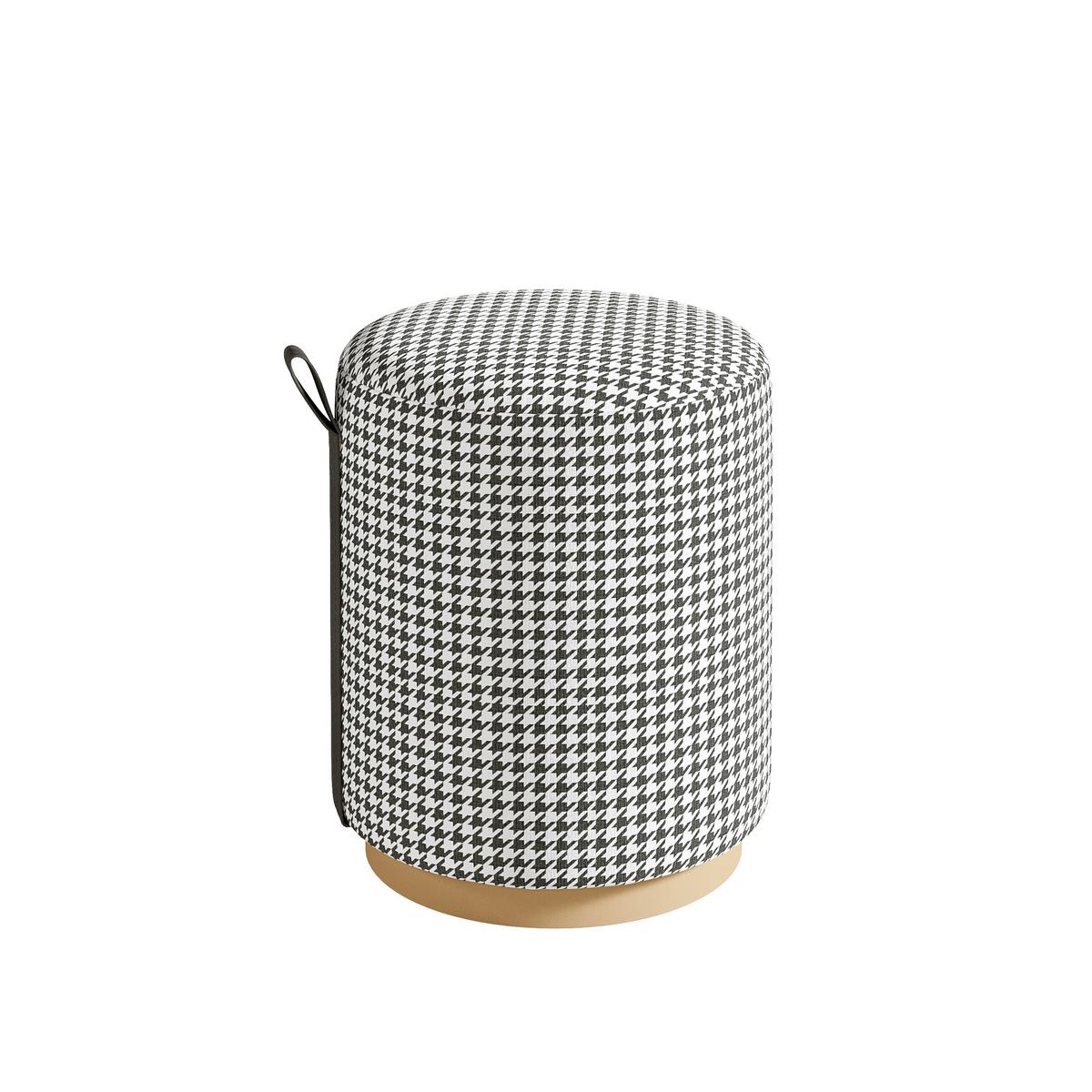 HOCKER MACARIA FUßBANK - Weiss/Eichefarben, Design, Holzwerkstoff/Textil (36/43/36cm) - Livetastic