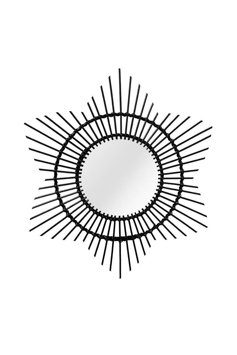 WANDSPIEGEL RATTAN SPIEGEL AINA 435 - Schwarz, Trend, Glas/Holz (70/70/2cm) - Kayoom