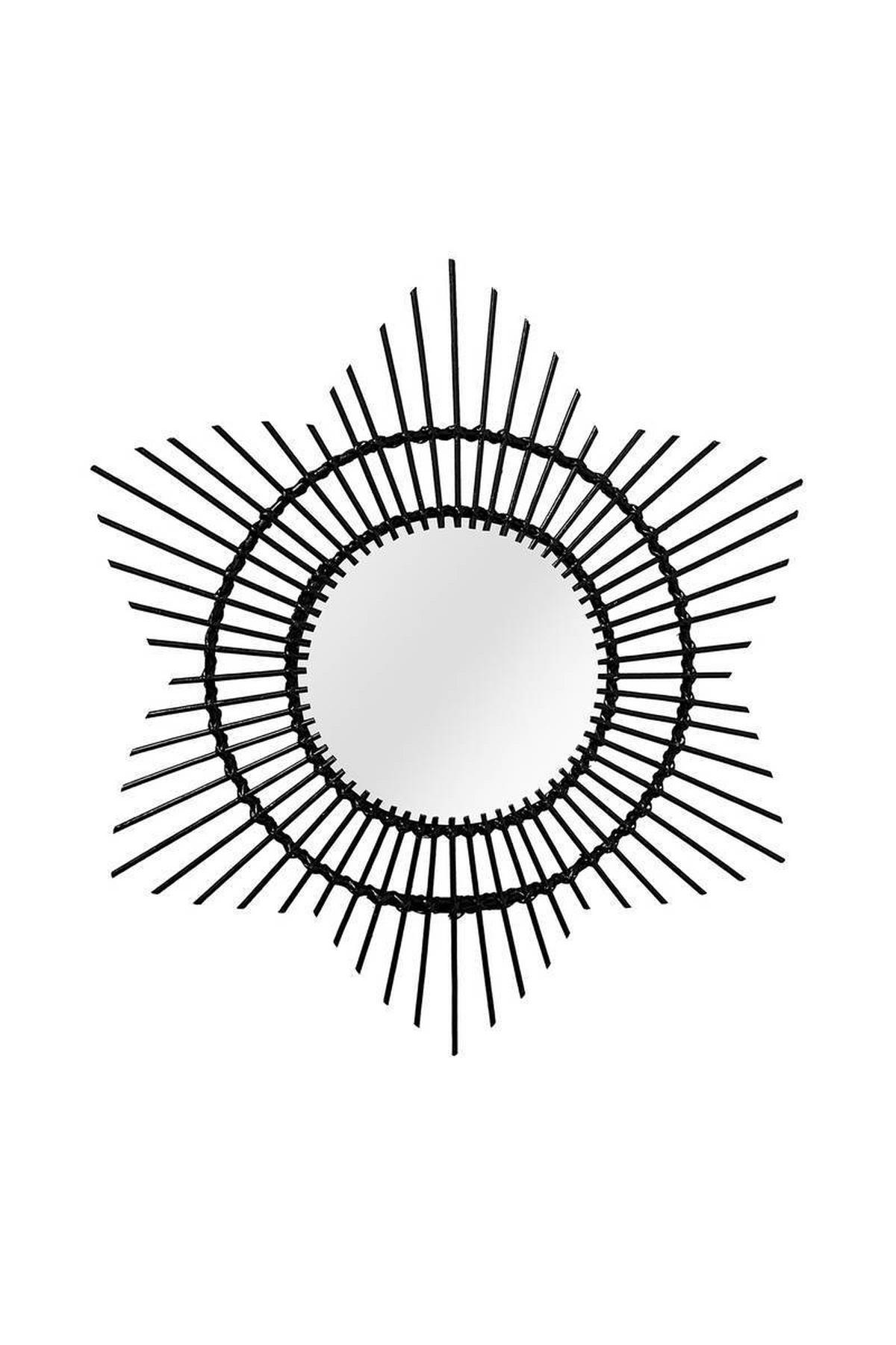 WANDSPIEGEL RATTAN SPIEGEL AINA 435 - Schwarz, Trend, Glas/Holz (70/70/2cm) - Kayoom