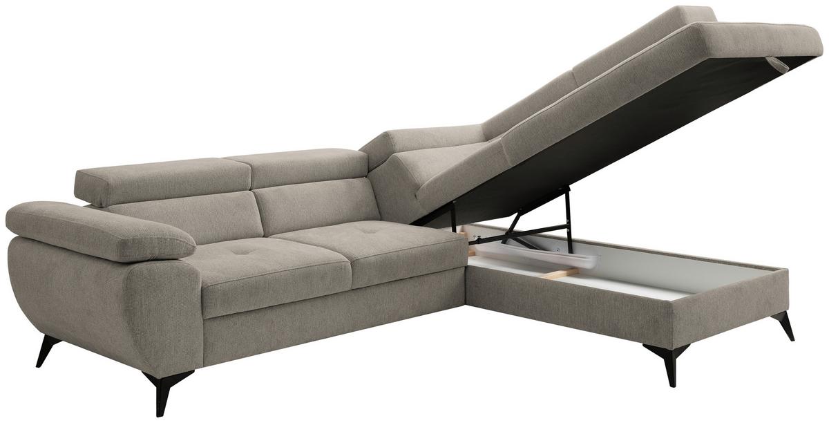 Kutna Garnitura Floris - crna/taupe, Moderno, tekstil/metal (256/75-90/200cm) - Modern Living