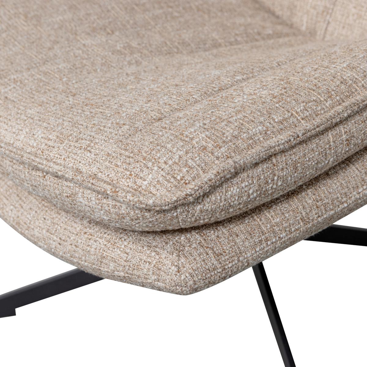 SESSEL Milaro Naturfarben B: 75cm - Schwarz/Naturfarben, Design, Textil/Metall (75/88/94cm) - Livetastic