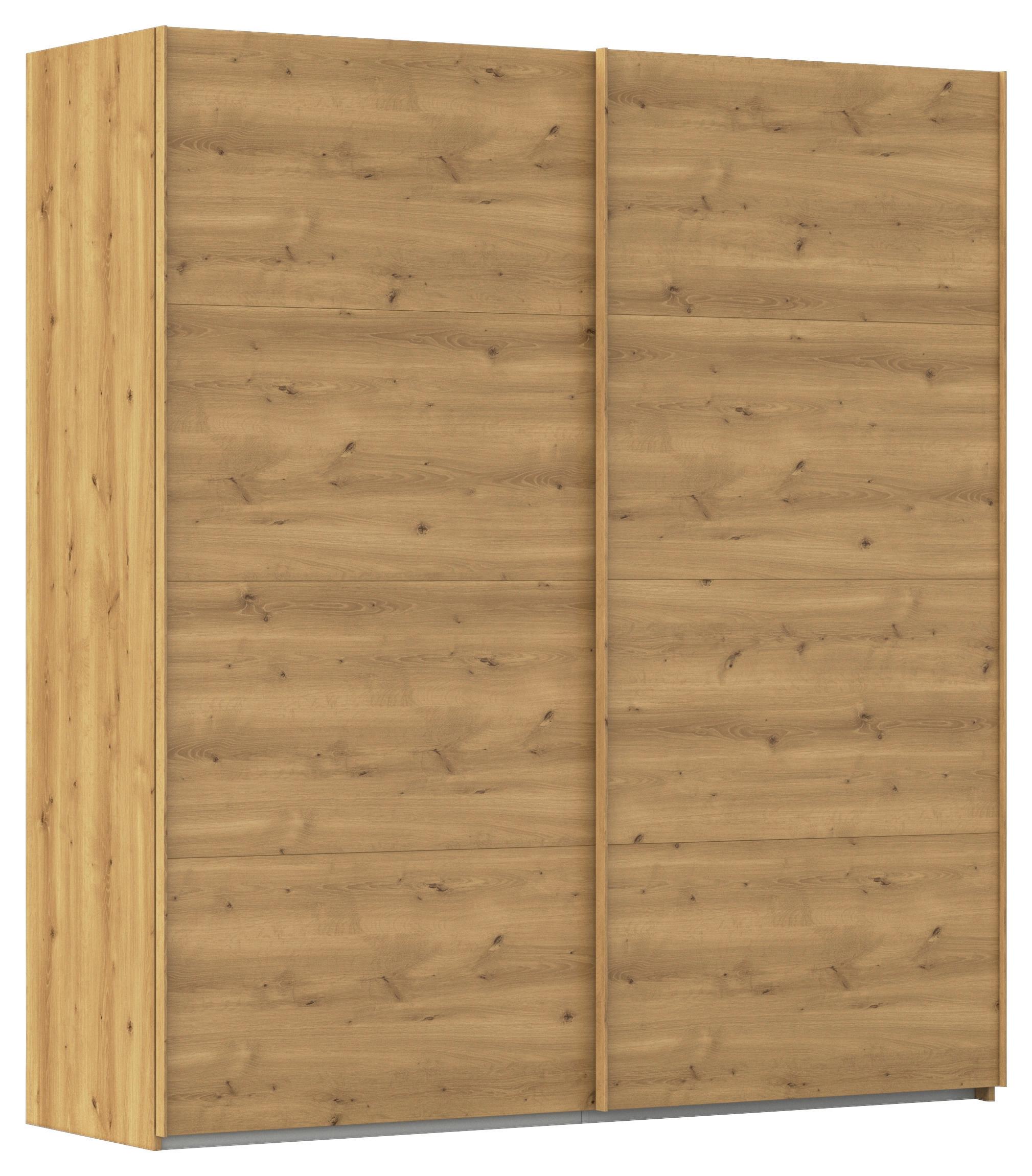 Omara Z Drsnimi Vrati Evelyn, Barva Hrasta - barve hrasta, Design, umetna masa/leseni material (201/223/68cm) - Novel