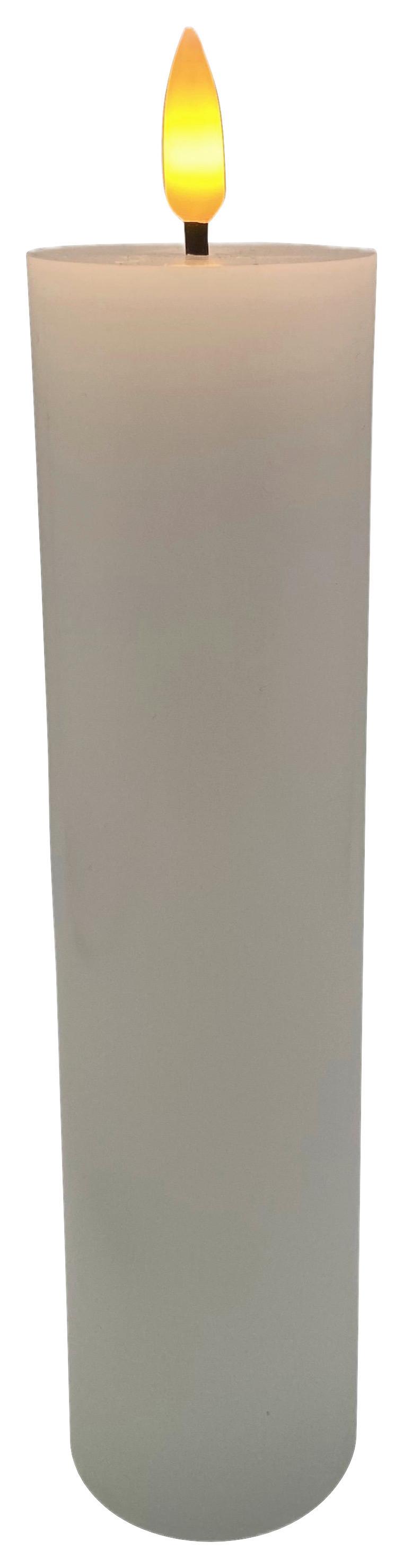 LED-Kerze Shiny in Weiß max. 0,06 Watt - Weiß, KONVENTIONELL, Naturmaterialien/Kunststoff (5/20cm) - Modern Living