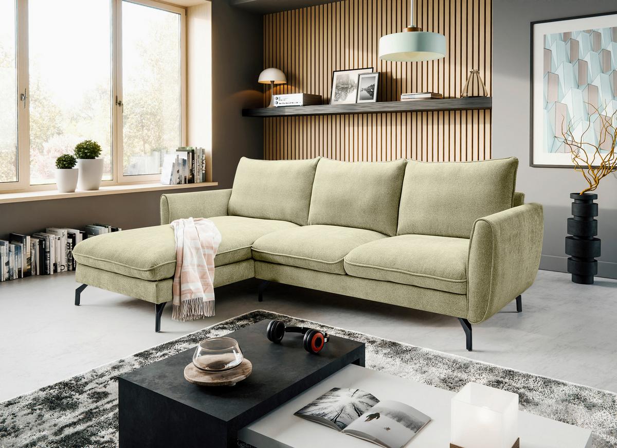 Ecksofa Toronto Grün - Schwarz/Grün, Basics, Holz/Textil (165/259cm) - MID.YOU