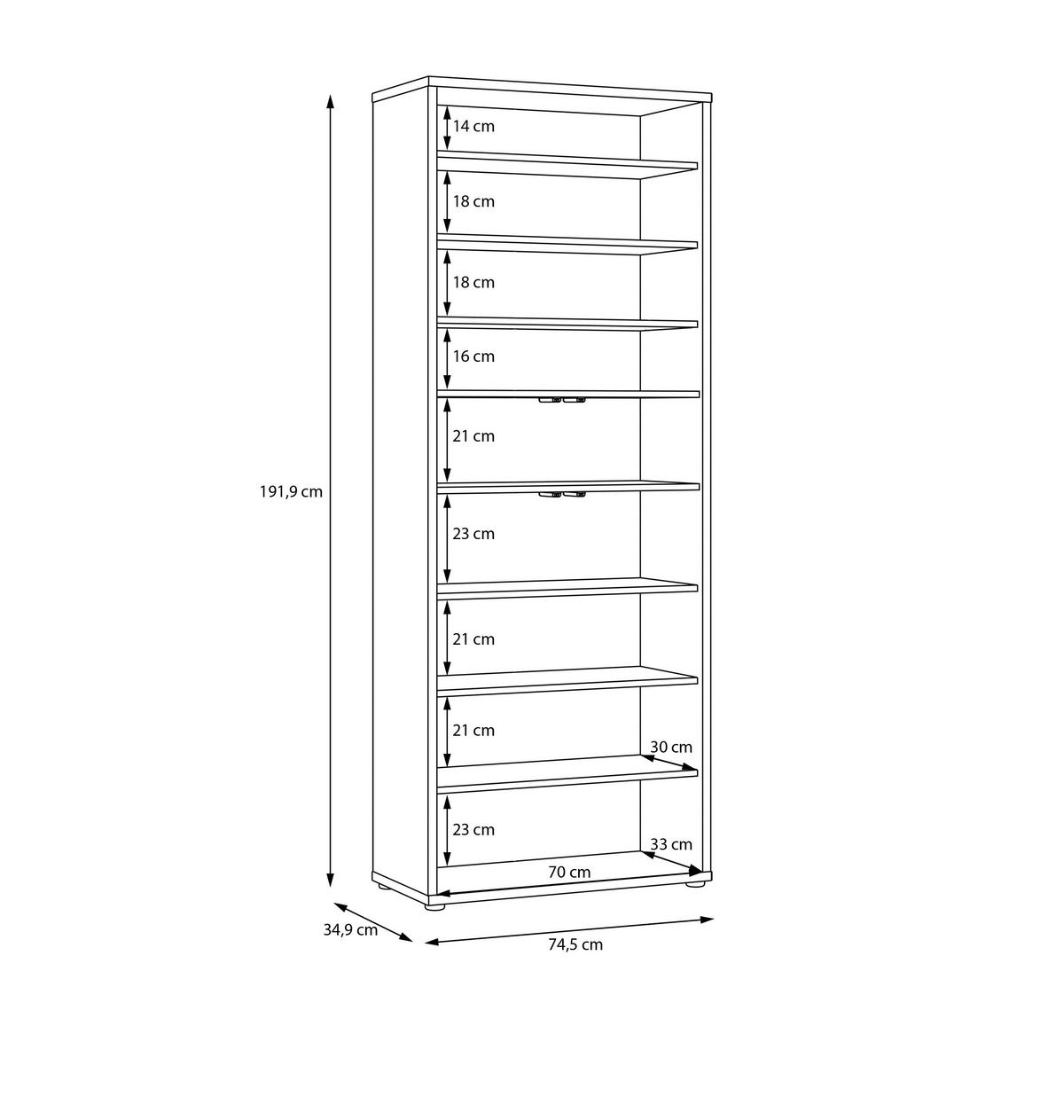 Ormar Za Cipele Alice Springs - tamno plava/siva, Moderno, drvni materijal/plastika (74,5/191.9/34,9cm) - Modern Living