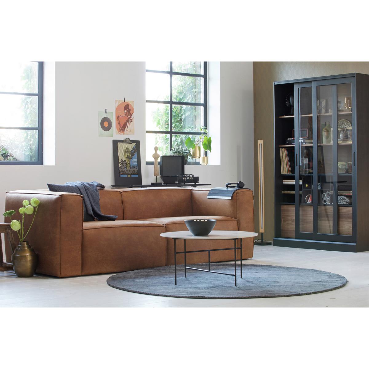 Vitrine James Schwarz/Walnussfarben B: 125cm - Nussbaumfarben/Walnussfarben, Design, Glas/Holz (125/200/57cm) - Livetastic