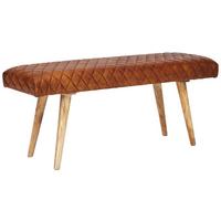 Klop Brez Naslona Sitzbank - naravne barve/rjava, Moderno, les/usnje (115/53/38cm) - MID.YOU