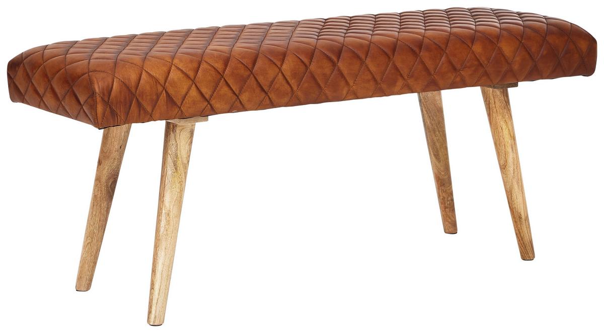 Klop Brez Naslona Sitzbank - naravne barve/rjava, Moderno, les/usnje (115/53/38cm) - MID.YOU