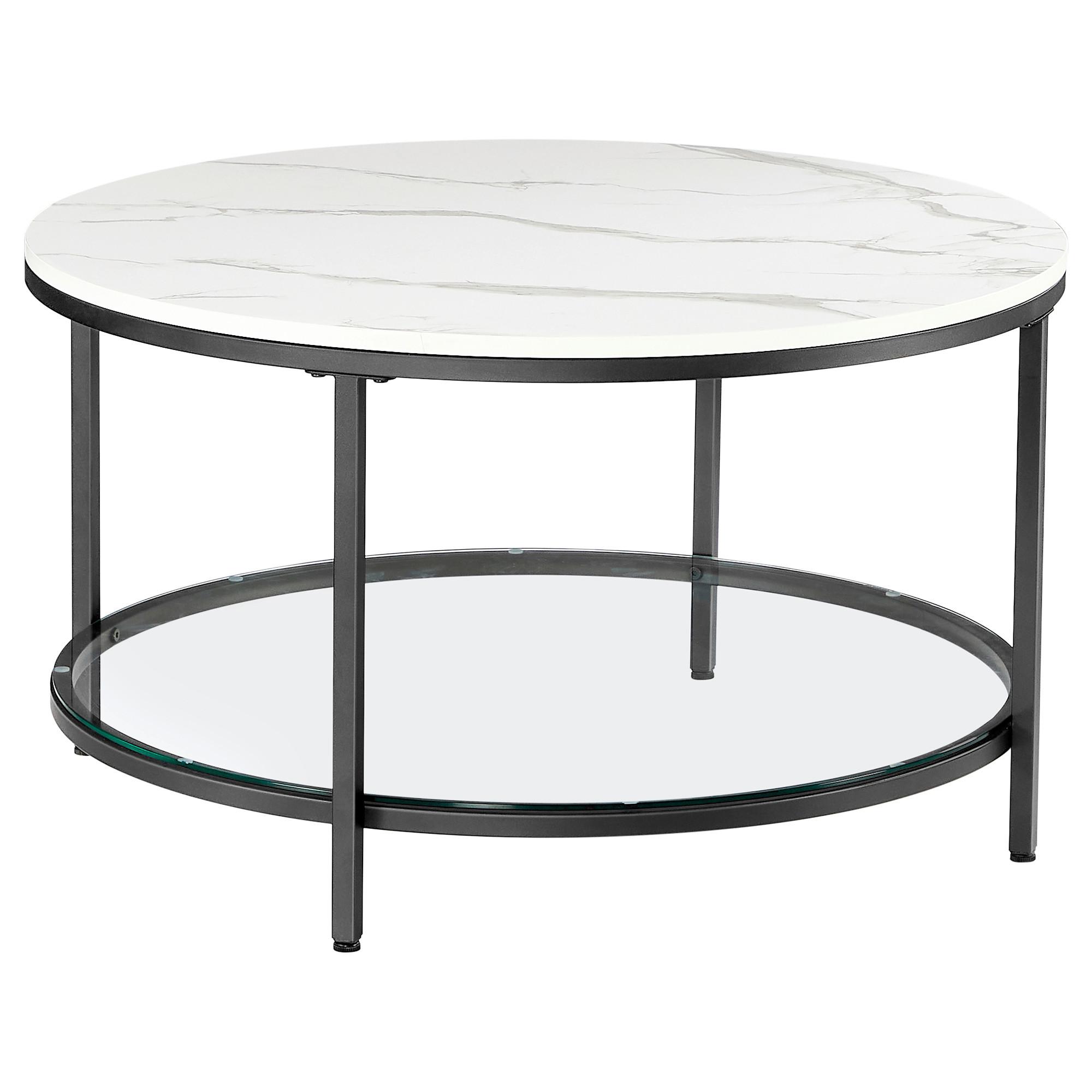 Couchtisch in Schwarz, Weiß, rund - Schwarz/Weiß, Trend, Glas/Holzwerkstoff (80/45/80cm) - MID.YOU