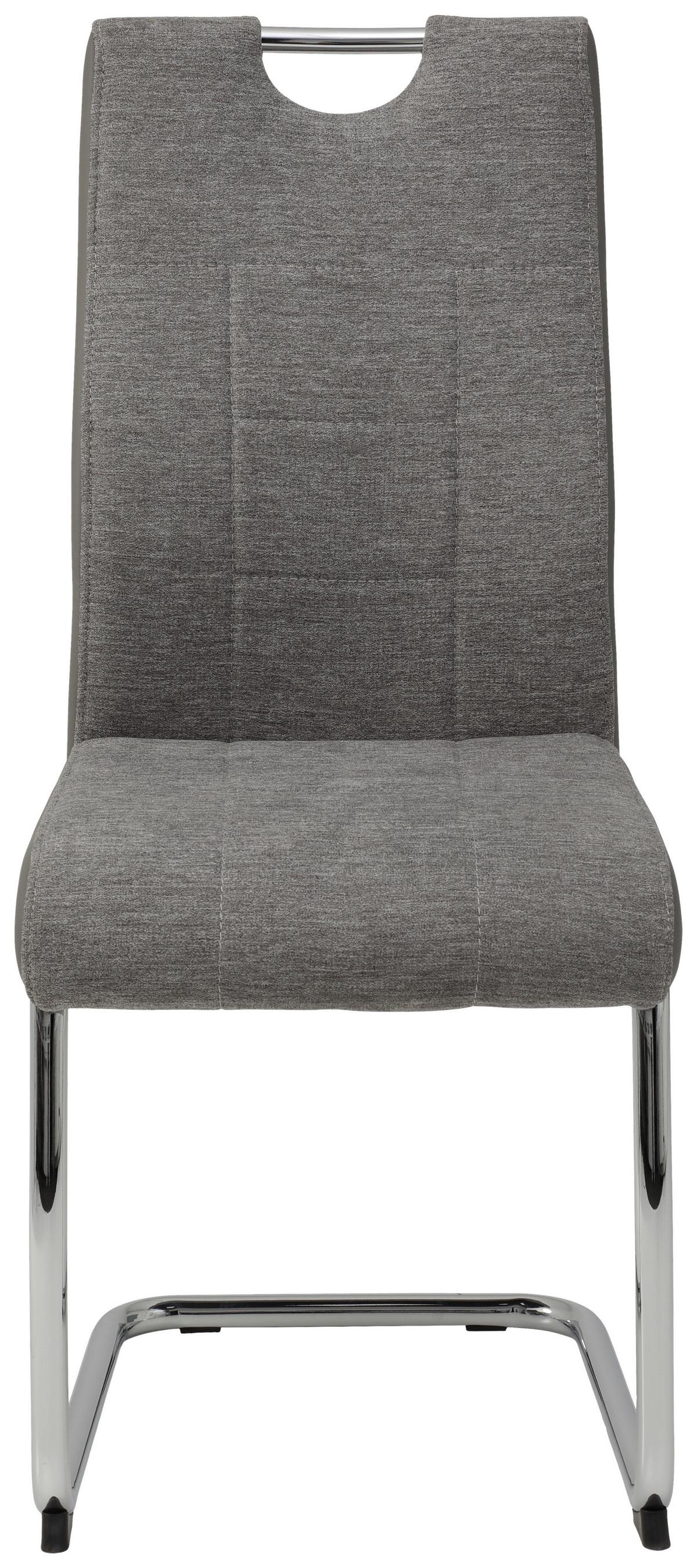 Schwingstuhl Alina 4er-Set Grau Webstoff - Chromfarben/Grau, MODERN, Textil/Metall (43/98/59cm) - MID.YOU