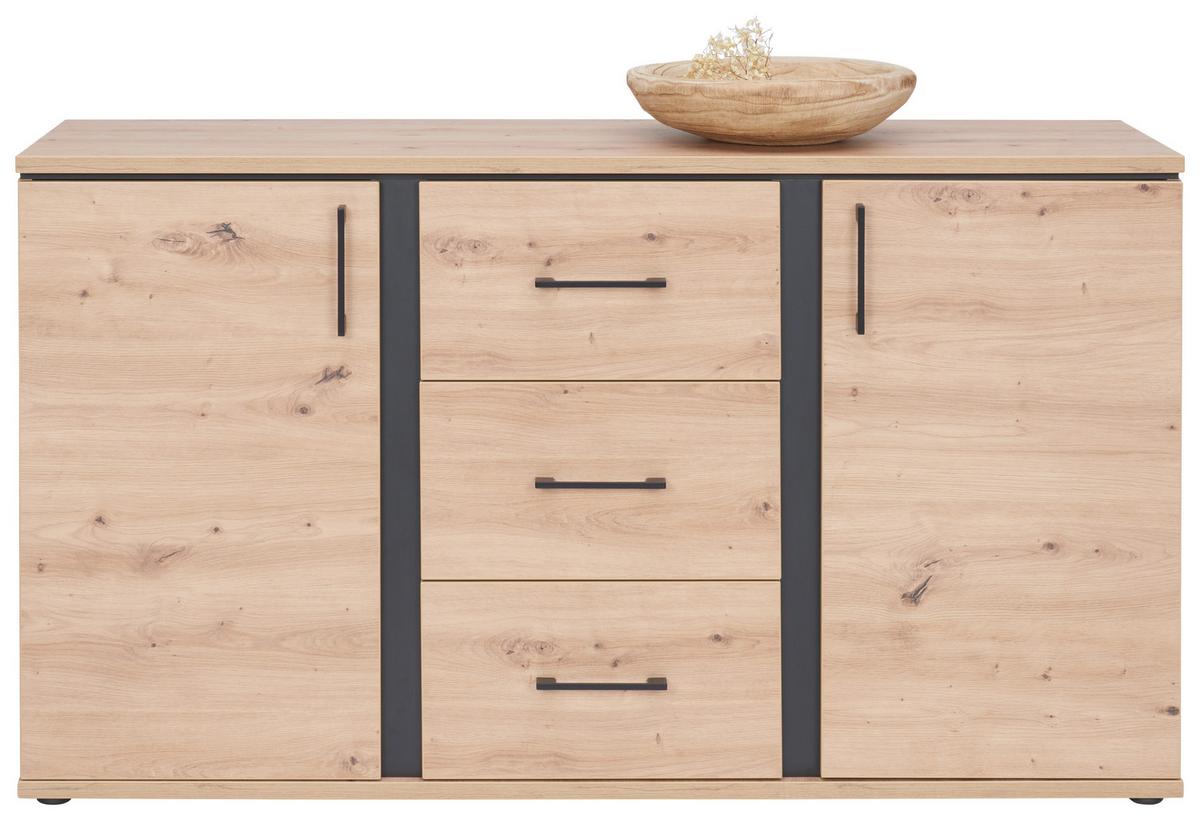 Comodă cu uși NATURE NATK 01 - culoare lemn stejar, Konventionell, material pe bază de lemn (145/84/42cm)