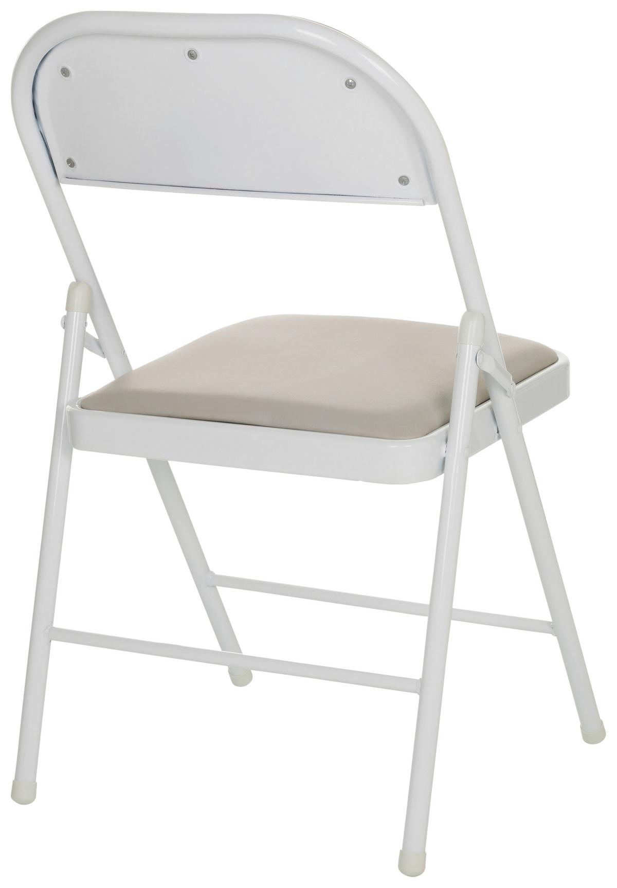 Zložljiv Stol Tudela W, Siva - siva/bela, Basics, kovina/usnje (44/80/49cm) - MID.YOU