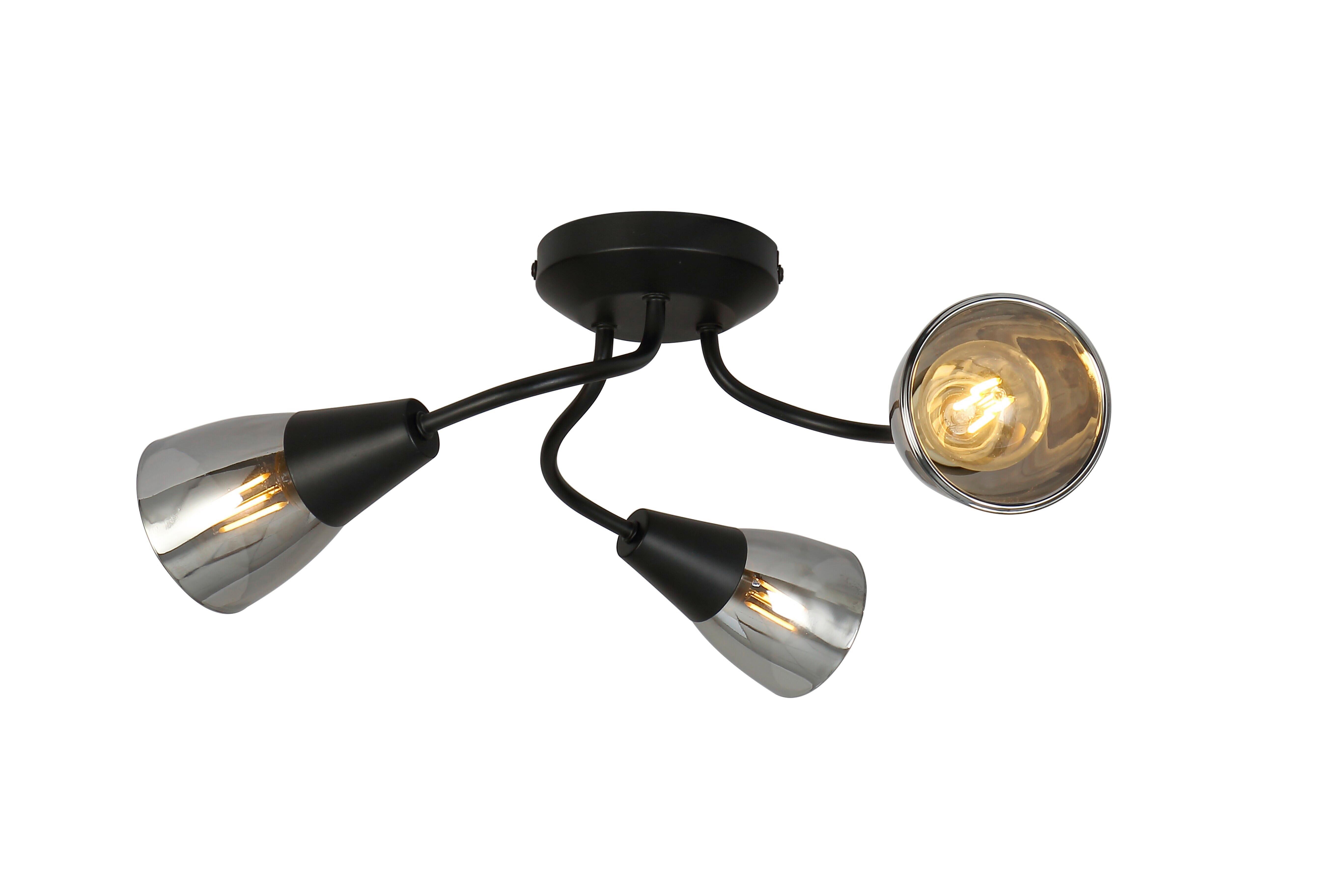 Stropna Svetilka Opak - črna, Moderno, kovina/steklo (42/15cm) - Modern Living