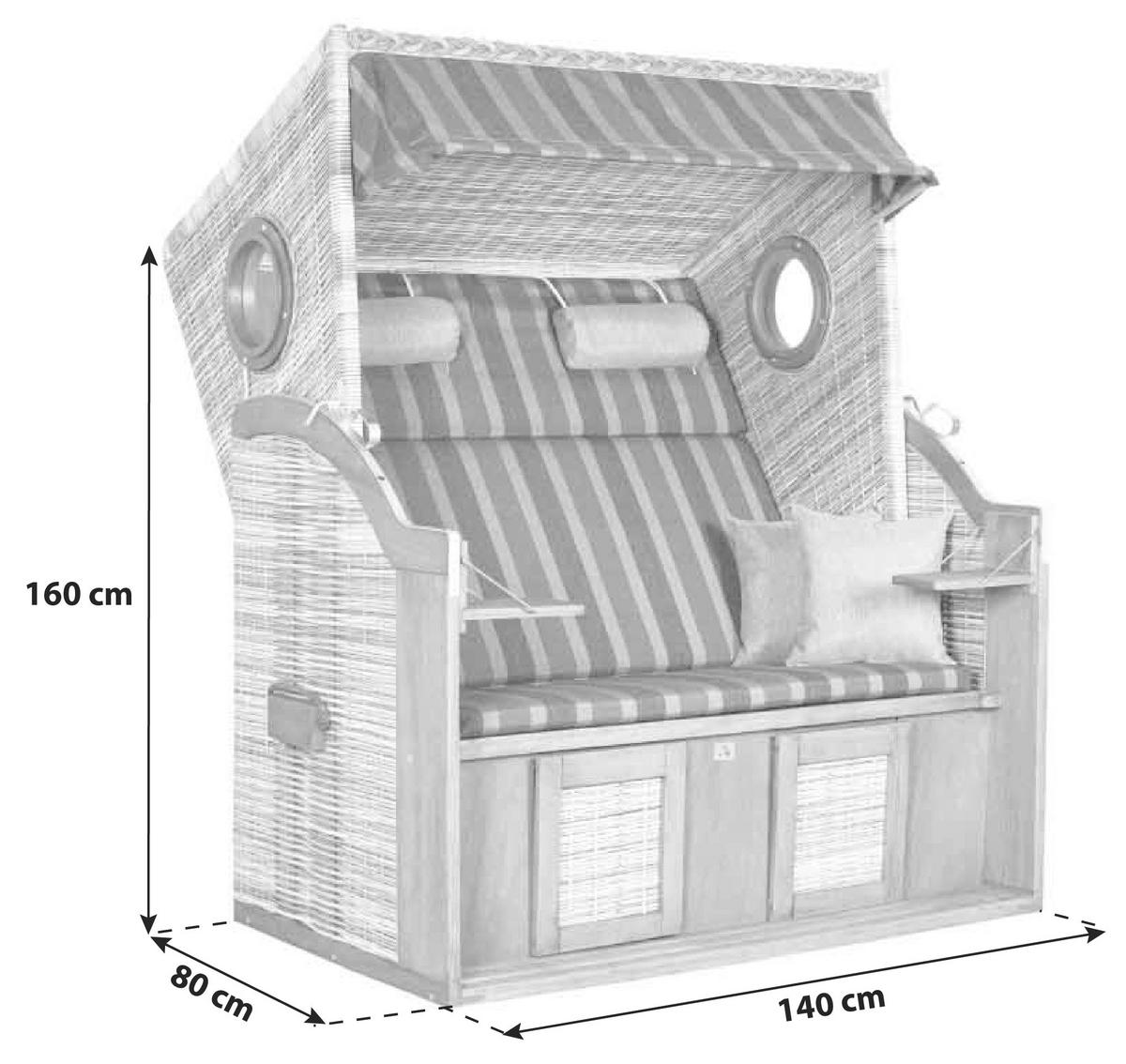 Strandkorb ca. 140x160x80 cm Braun/Grau - Braun/Grau, Basics, Holz/Kunststoff (140/160/80cm) - Gardenson
