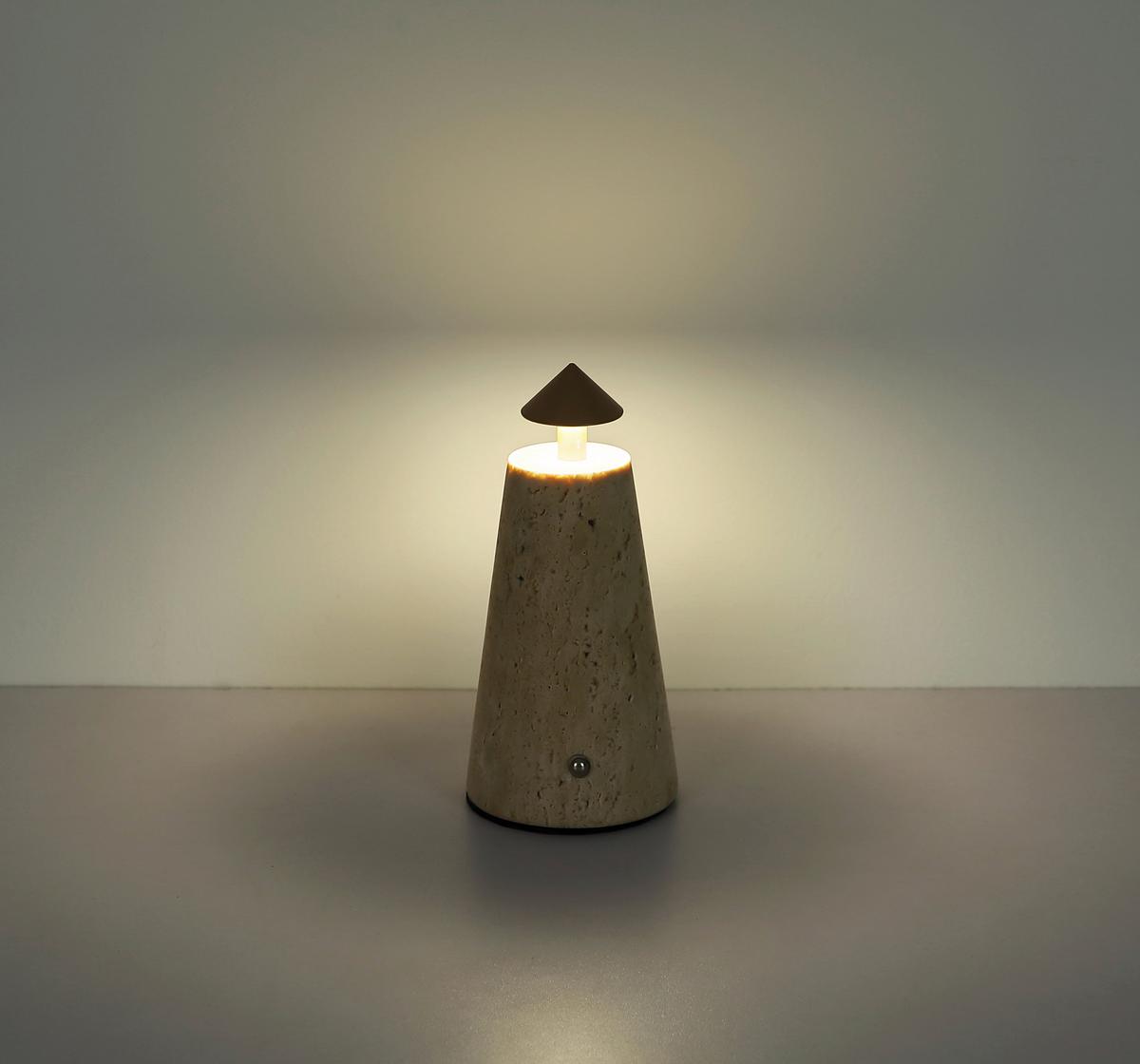 AKKU-TISCHLEUCHTE 21037C LIVA - Weiss/Schwarz, Design, Kunststoff/Stein (9/19cm) - Globo