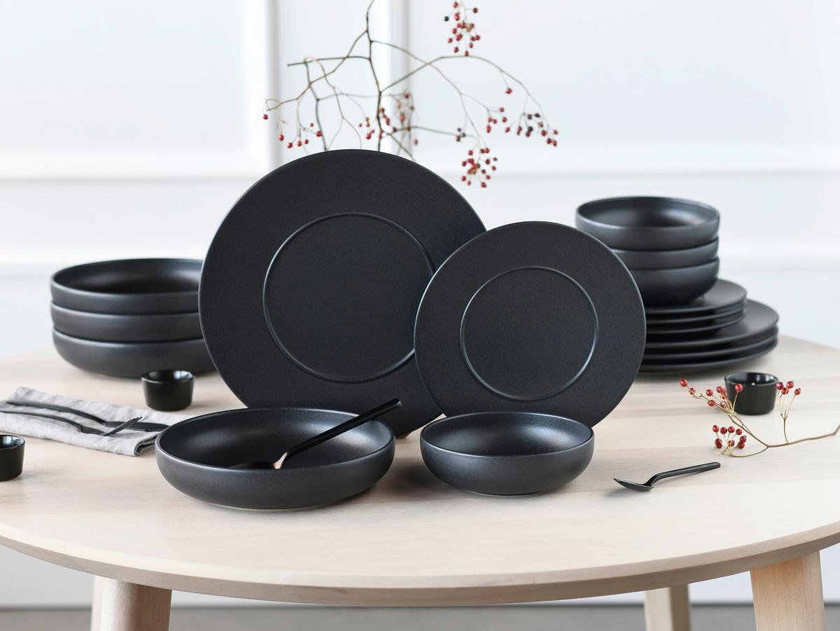Jedilni Servis Unico Black, 16-Delni - črna, Basics, keramika - Creatable