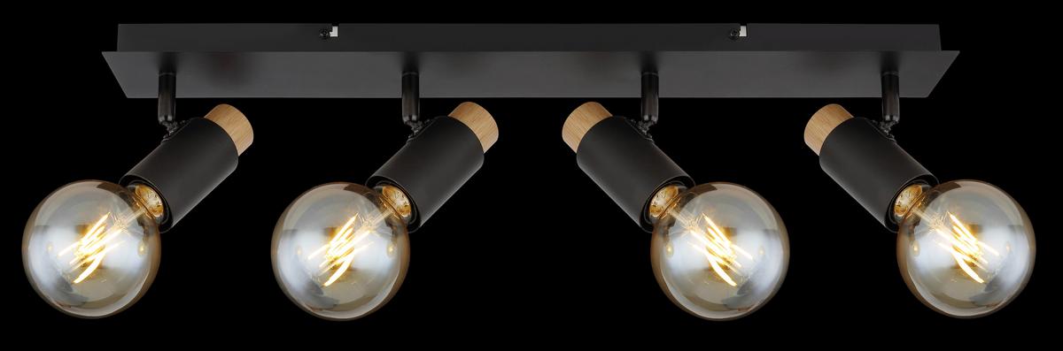 Strahler Matti Schwarz/Braun max. 40 Watt - Dunkelbraun/Schwarz, Design, Holz/Metall (65,5/8/14,5cm) - Globo