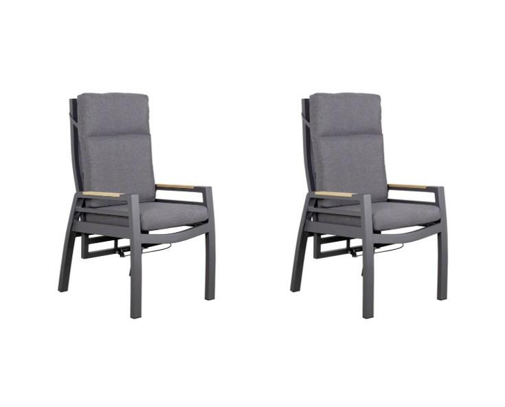 Garten-Relaxsessel-Set Montana 2er-Set Anthr. Relaxfunktion - Grau, KONVENTIONELL, Textil (60/109/67cm) - Gardenson
