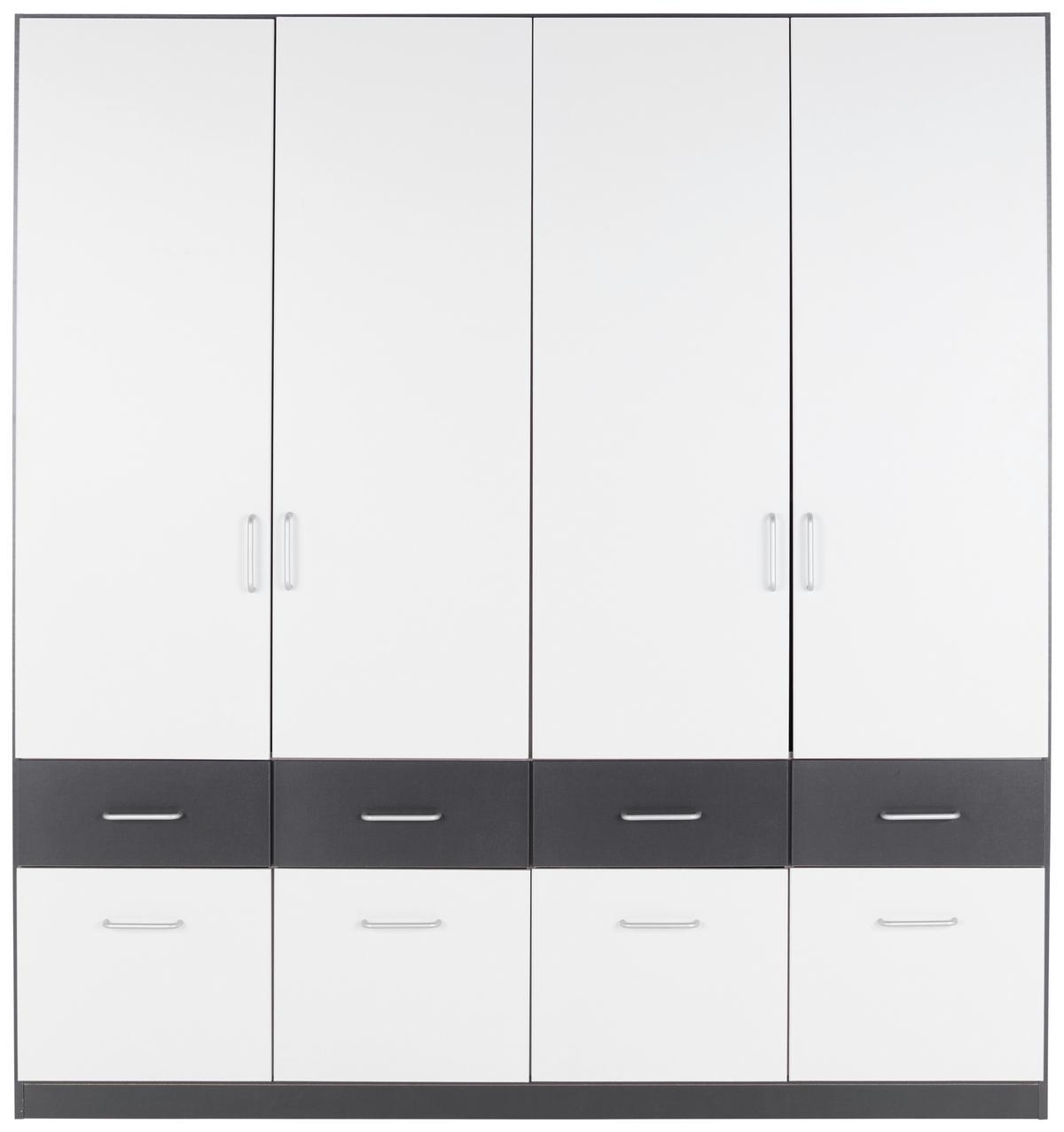 Omara Za Oblačila Aalen, Bela, Siva, Š. 181 Cm - siva/bela, Konvencionalno, umetna masa/leseni material (181/197/54cm)