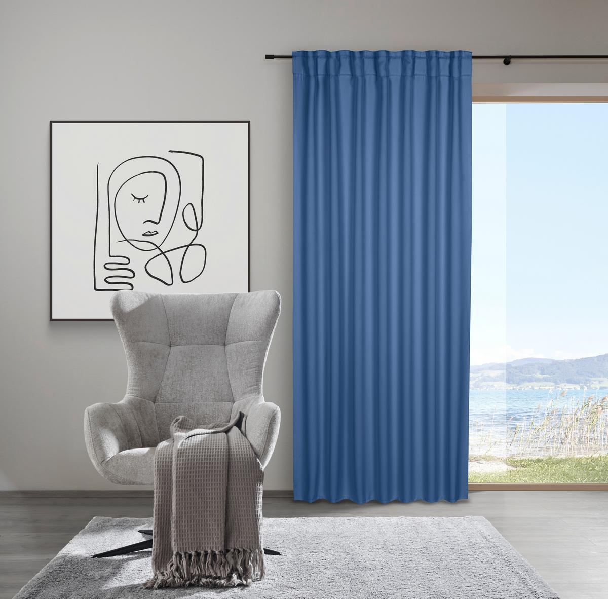 Verdunkelungsvorhang Riccardo Blau ca. 145x245cm - Blau, MODERN, Textil (140/245cm) - Premium Living