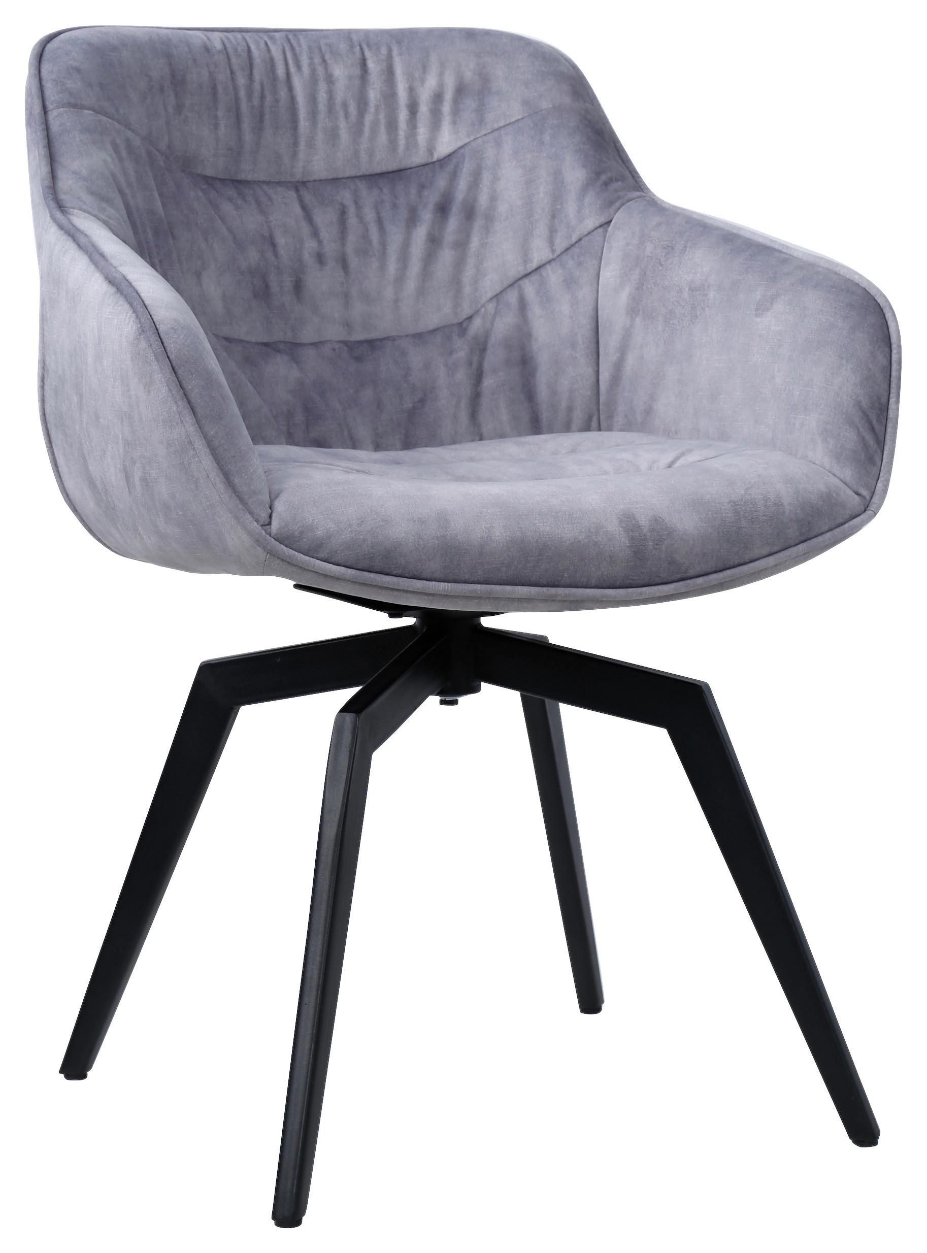 KRZESŁO Z PODŁOKIETNIKAMI MIRKO    -HOM IN- - czarny/szary, Design, metal/tkanina (59/84/64cm) - Hom`in
