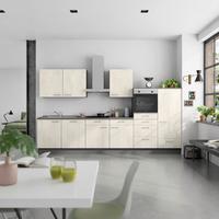 Küchenblock Riva Low m. Geräten Weiß - Schieferfarben/Edelstahlfarben, MODERN, Holzwerkstoff/Metall (360cm) - Nobilia