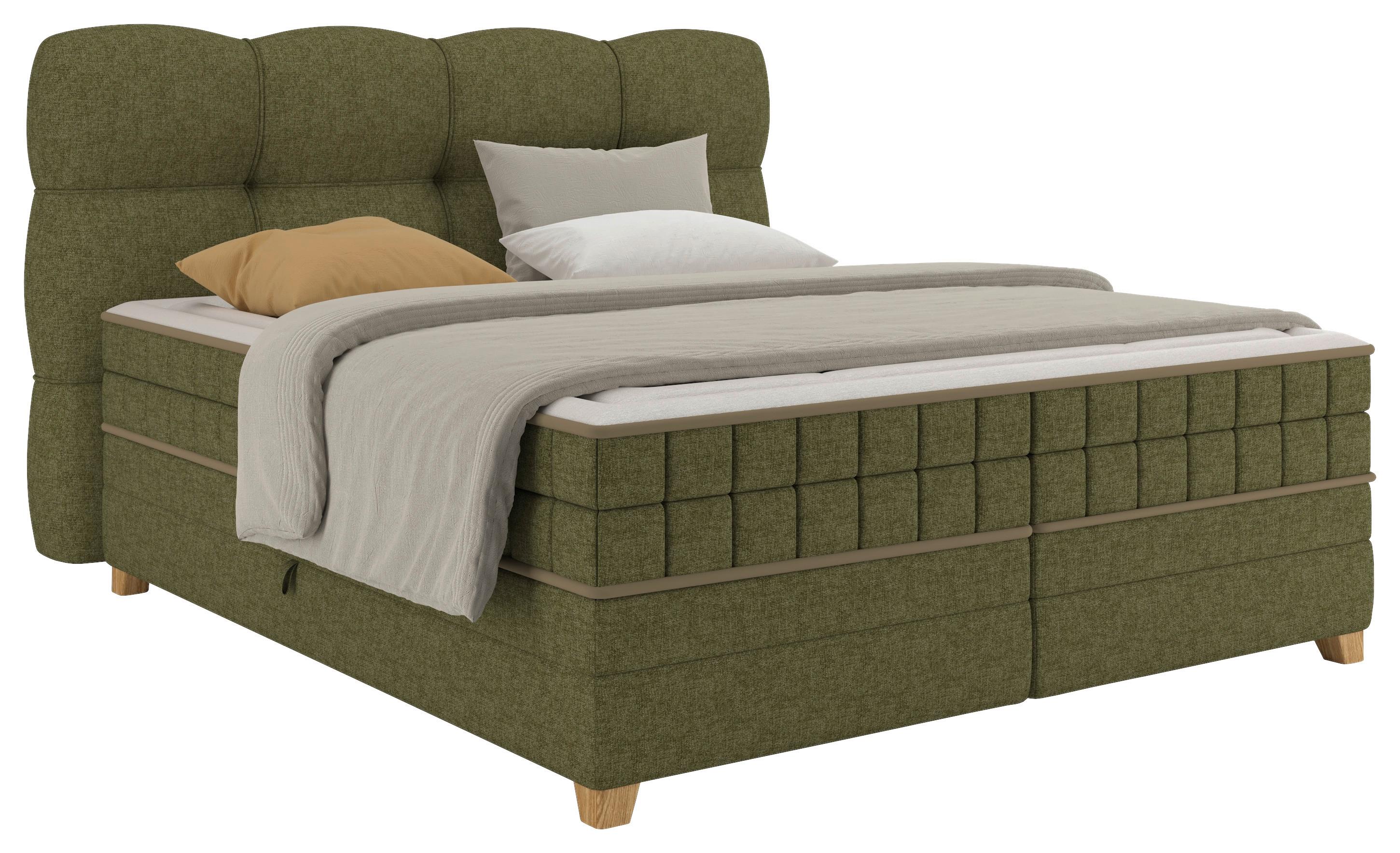 Boxspringbett Bianco Grün ca. 180x200cm - Grün, KONVENTIONELL, Holz/Holzwerkstoff (180/200cm) - Premium Living