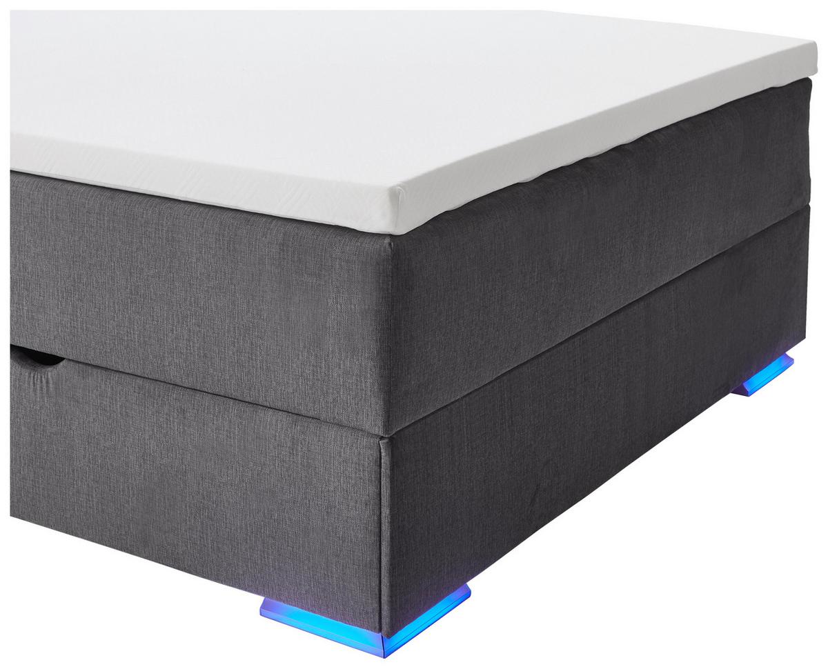 ŁÓŻKO BOXSPRING COLORADO II - antracytowy/kolor chromowy, Design, tworzywo sztuczne/tkanina (140/200cm) - Boxxx