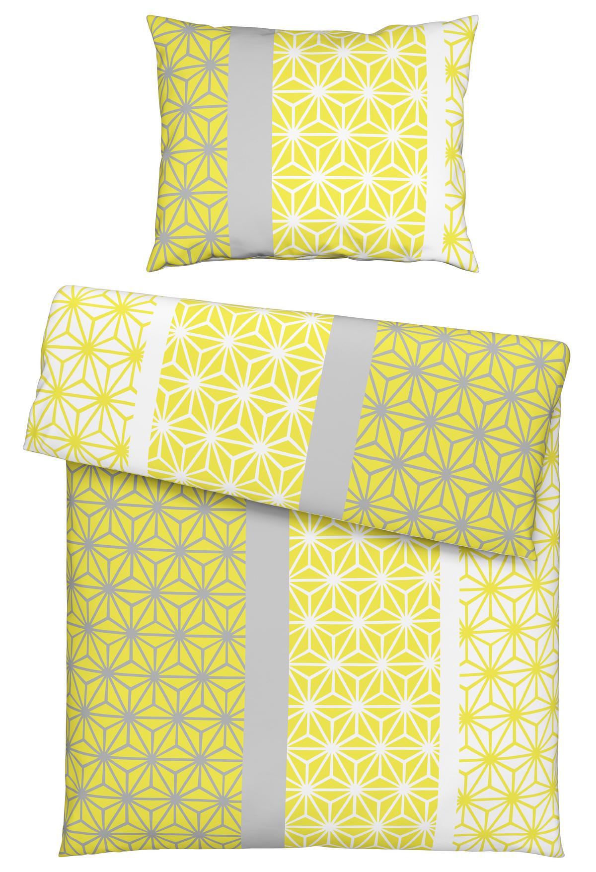 Ágyneműhuzat-garnitúra Selma Selma - sárga/fehér, Konventionell, textil (140/200cm) - Best Price