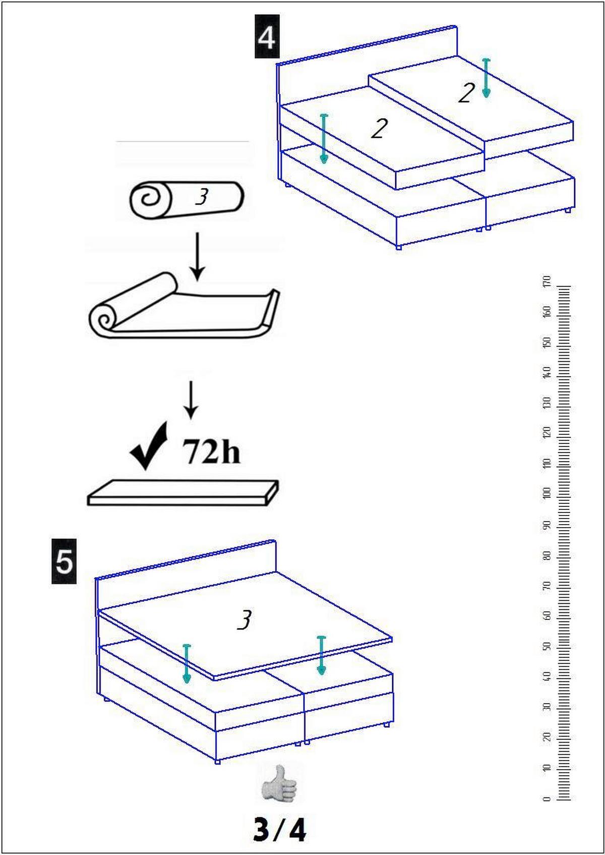 Boxbett Rina Grau ca. 180x200 cm mit Topper - Naturfarben/Grau, MODERN, Holz/Textil (180/200cm) - Bessagi Home